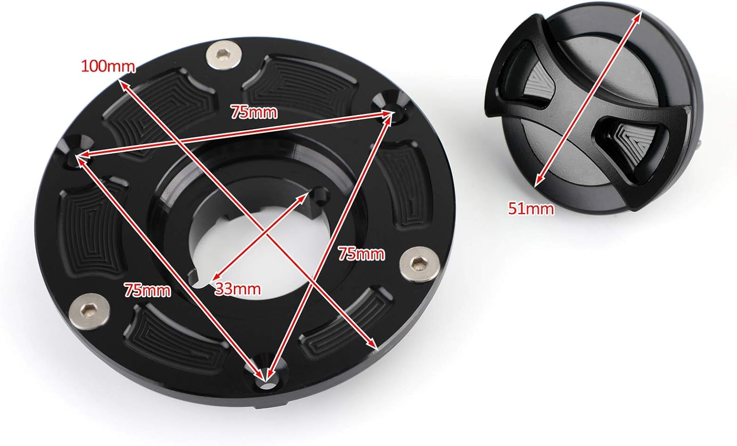Topteng Tapa de gasolina de combustible sin llave de aluminio CNC para motocicleta Kawasaki EX250 Ninja 250R 2008-2014, ER250 2013-2016, Z250