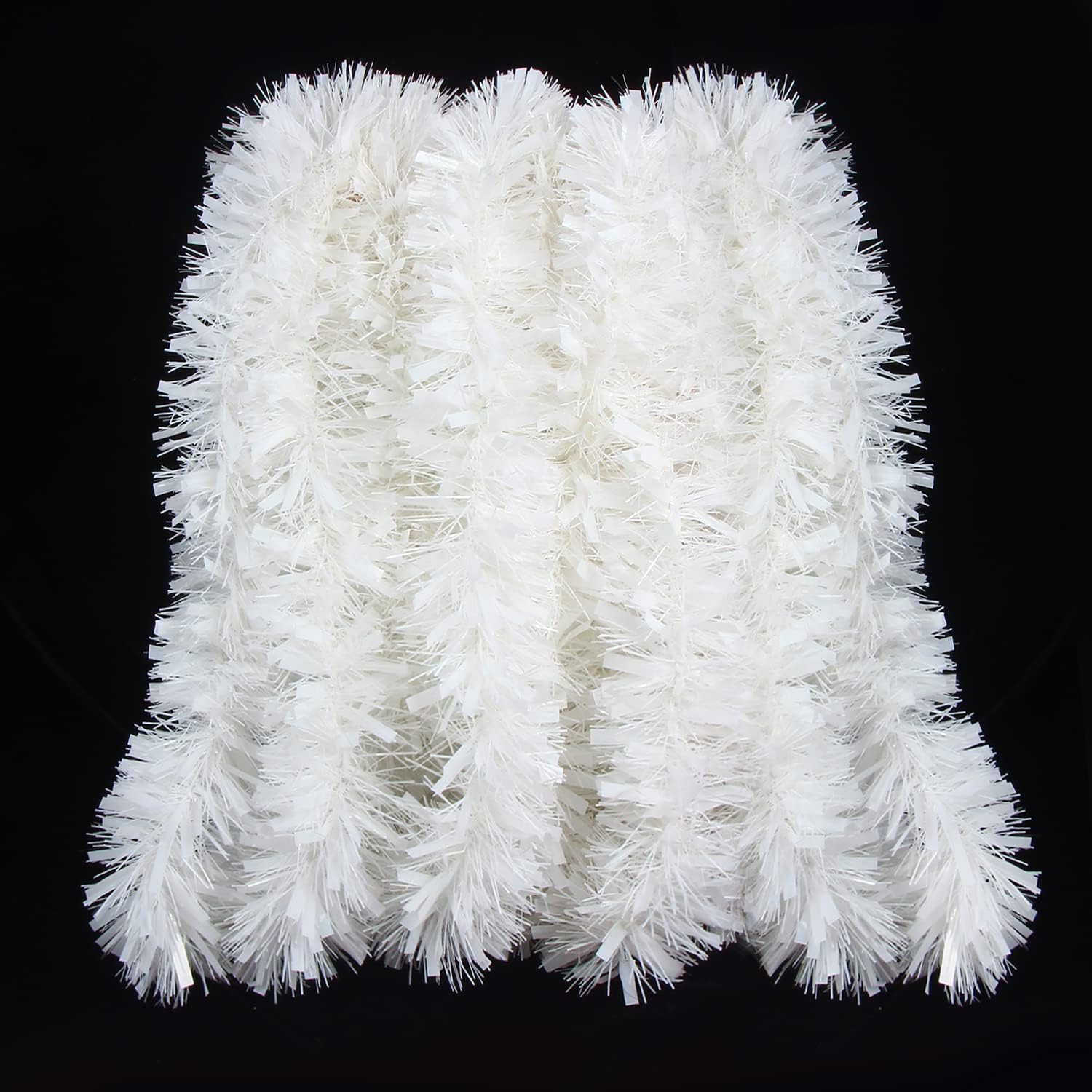 Guirnalda de oropel de Navidad de 33 pies, guirnalda colgante metálica trenzada blanca para árbol de Navidad, chimenea, decoración del hogar
