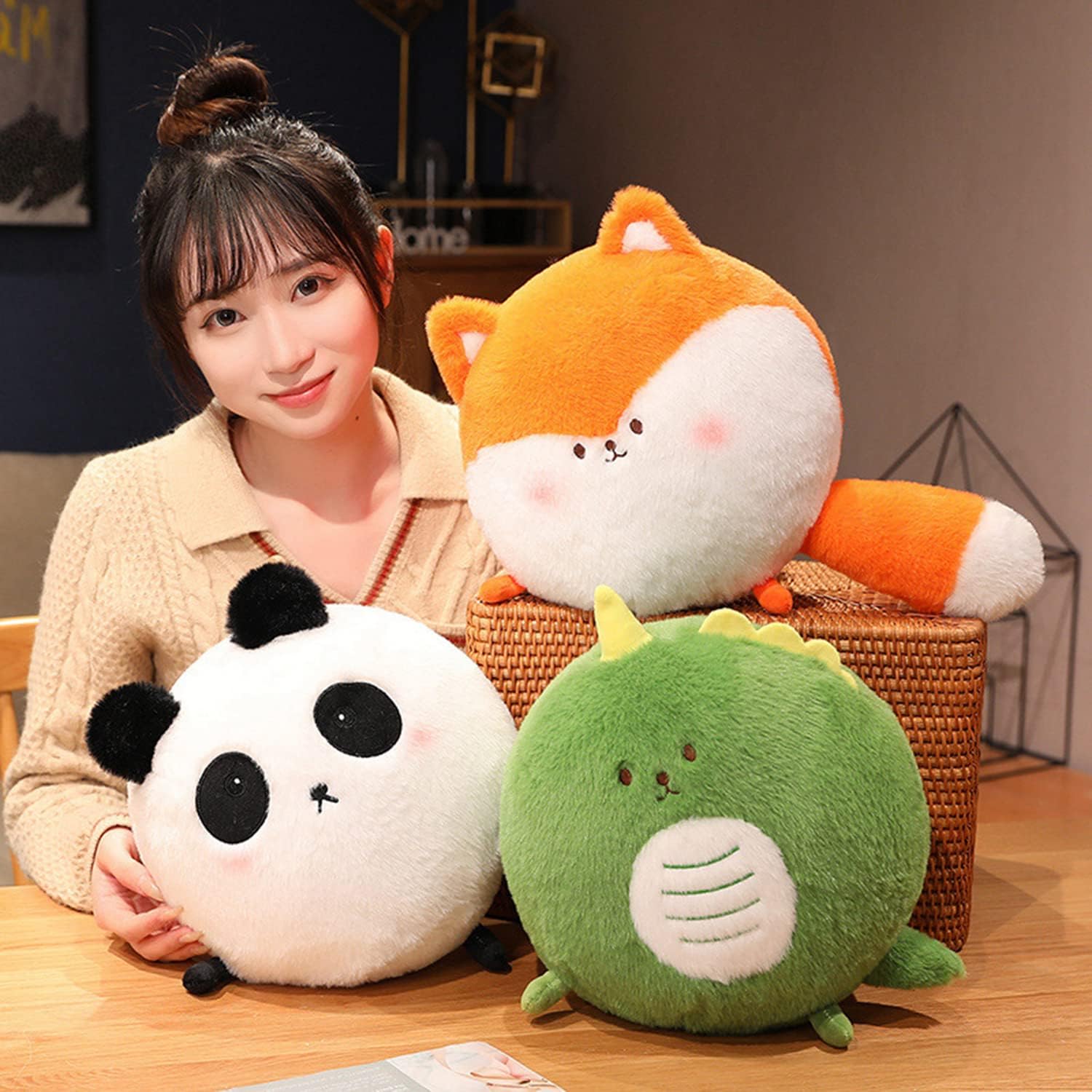 Almohada redonda de peluche de dinosaurio para abrazar, almohada redonda de dinosaurio, regalo de anime de dinosaurio para niños y amantes en