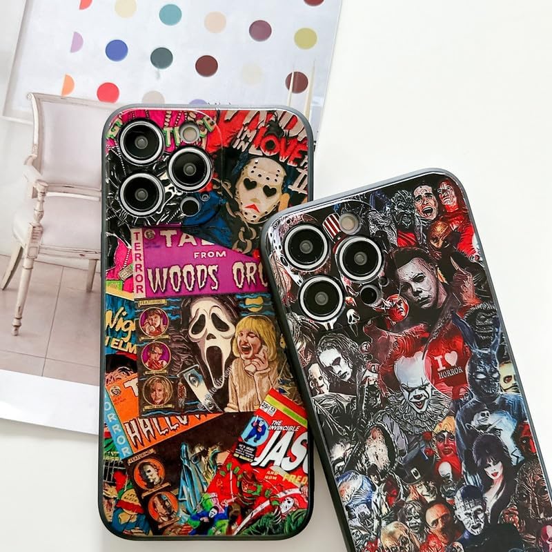 AraoUe Funda de teléfono de Halloween para iPhone 14 Pro Max para niños, niñas, hombres, mujeres y adolescentes, impresión de collage de caras