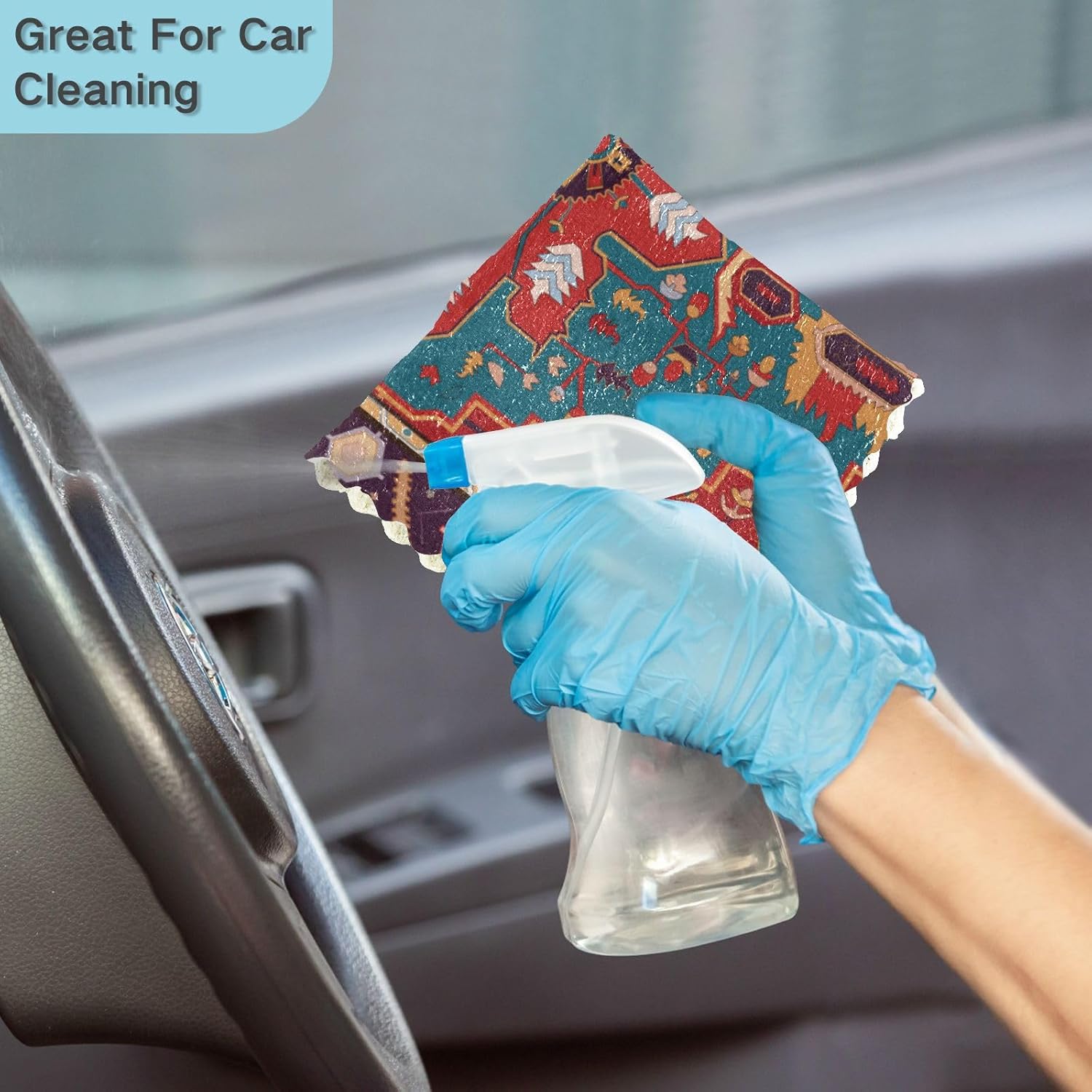 Persian Carpet Tribal Flower Blue 6 Pack Absorbent Microfiber Towels for Kitchen Decorative Soft Car Cleaning Cloth for Countertop Sink