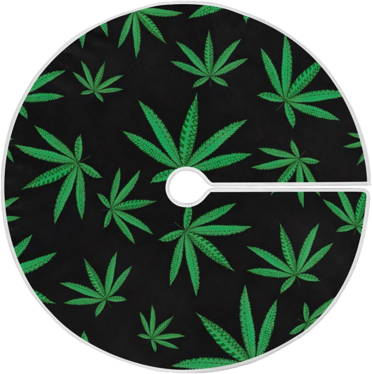 Falda de árbol de marihuana de cáñamo estilo zentangle, decoración de suelo de árbol de Navidad, falda de árbol de árbol lavable, falda de árbol