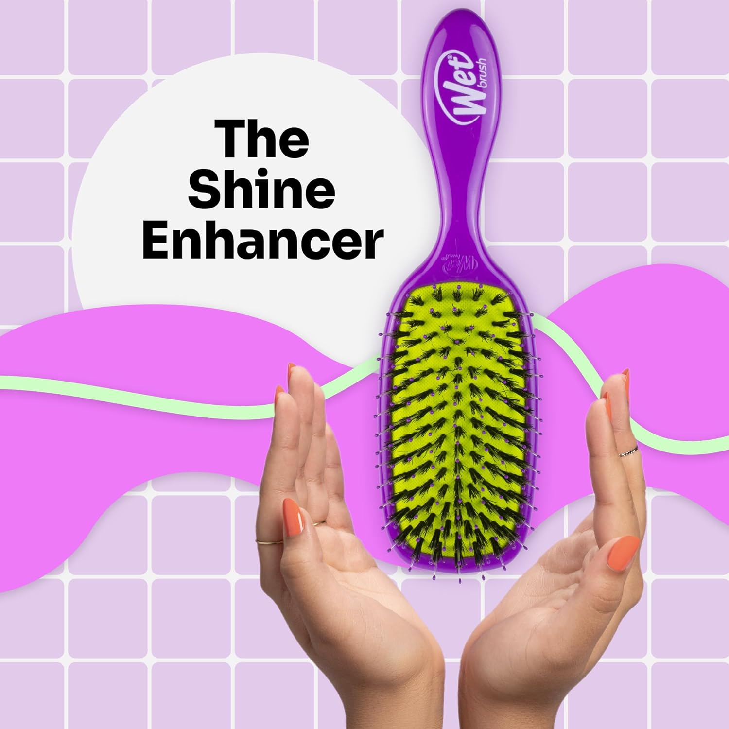Wet Brush Cepillo para desenredar el cabello con cerdas naturales de jabalí, para todo tipo de cabello, color morado, para desenredar el cabello,