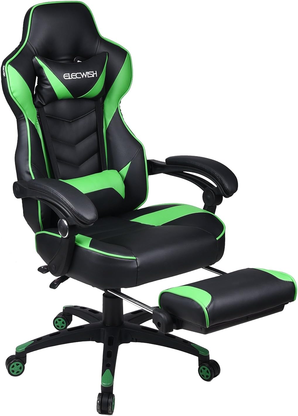 Silla de videojuegos para oficina de carreras  reclinable de piel sintética con respaldo alto, ergonómica, ajustable y giratoria, escritorio