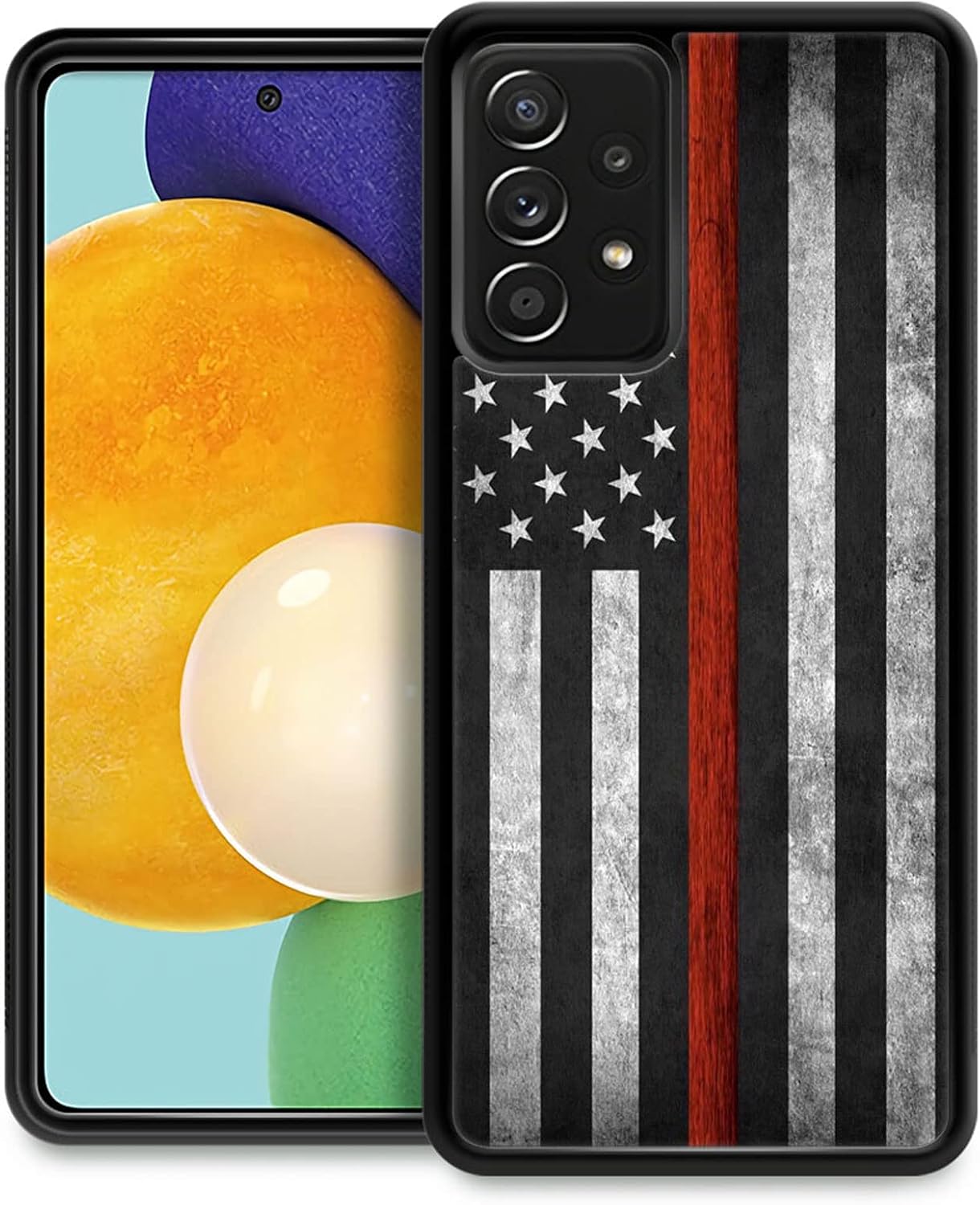 CARLOCA Funda compatible con Samsung Galaxy A53 5G, diseño gráfico de identidad de bandera estadounidense negra y roja, a prueba de golpes,