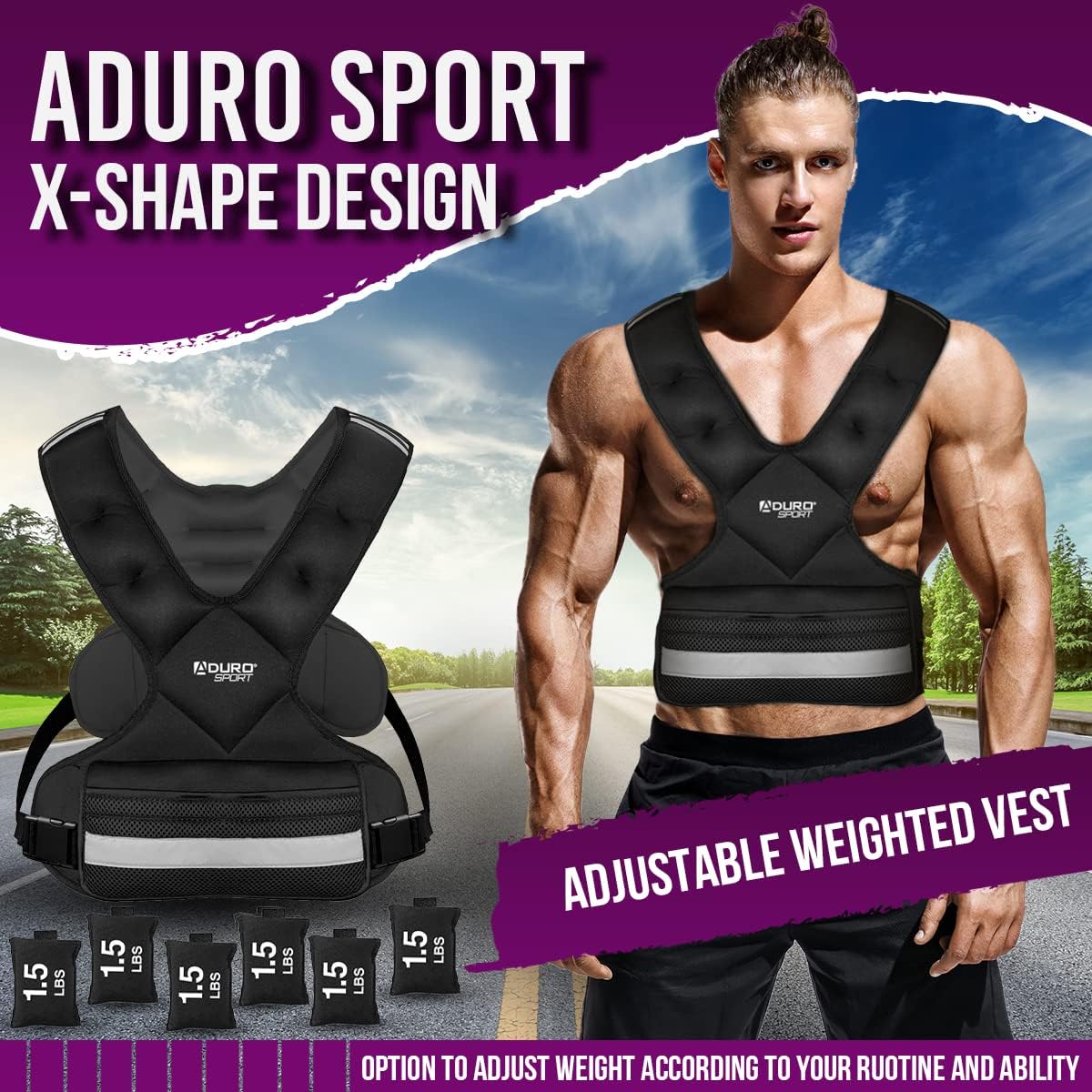 Aduro Sport Chaleco con peso ajustable, equipo de entrenamiento, 4-10lbs11-20lbs20-32lbs26-46lbs chaleco de peso corporal para hombres, mujeres y