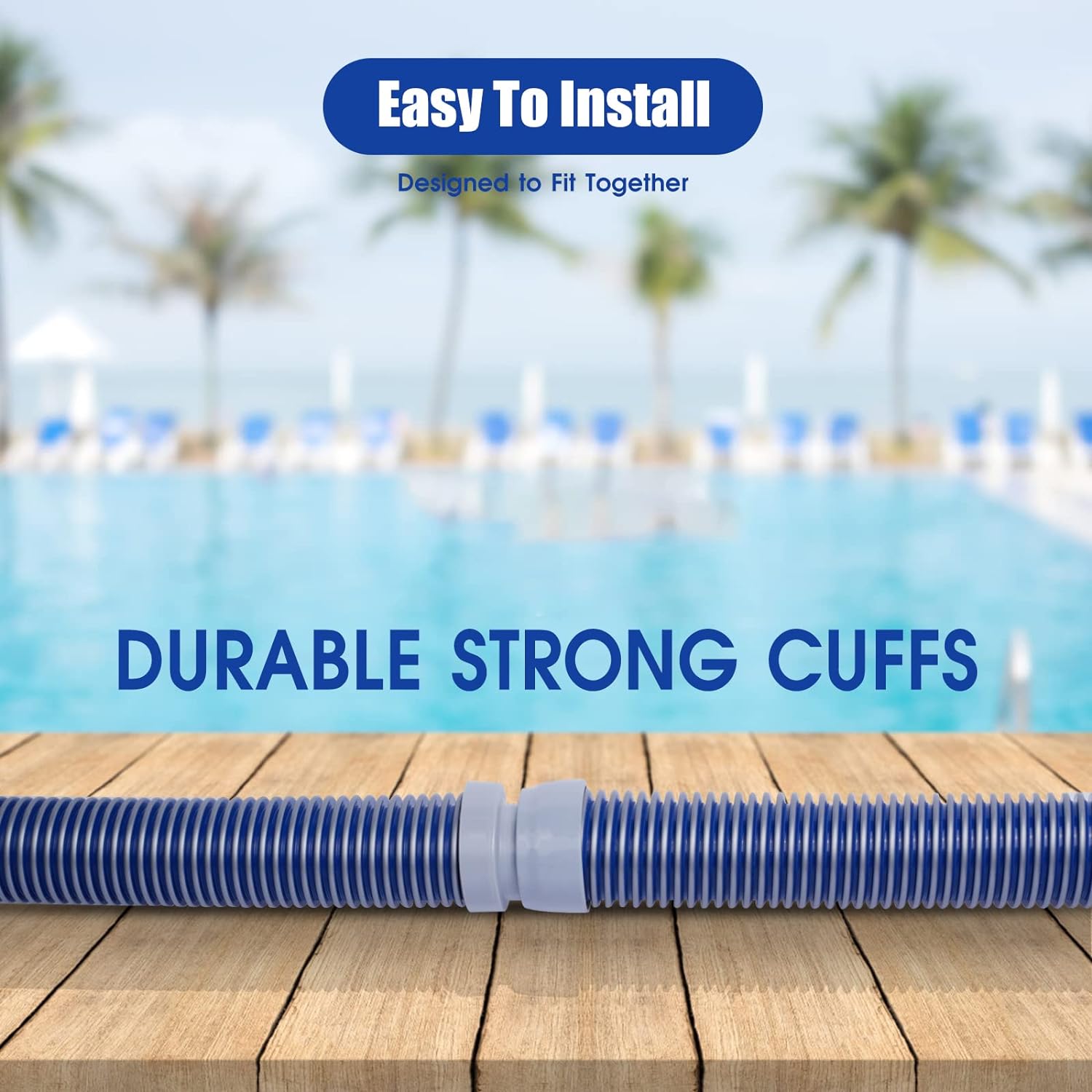 POOLWHALE Manguera profesional para aspiradora de piscina, mangueras de 1.5 pulgadas, 8 piezas, extensión perfecta para aspiradora de