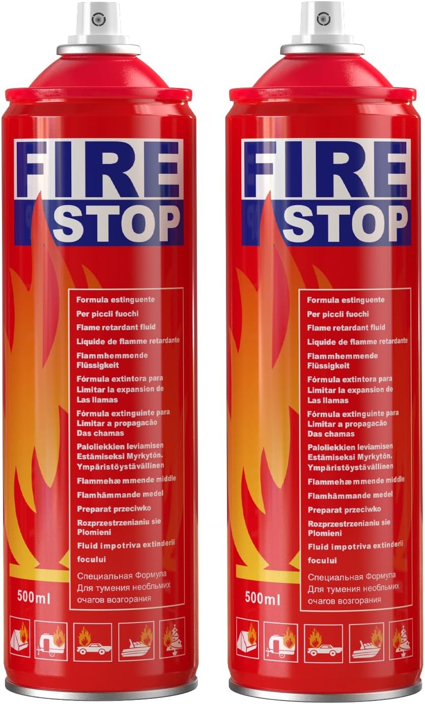 AmzBoom Extintor de incendios con soporte de montaje para el hogar, cocina, automóvil, parrilla – Aerosol extintor portátil pequeño A, B, C, K – 8