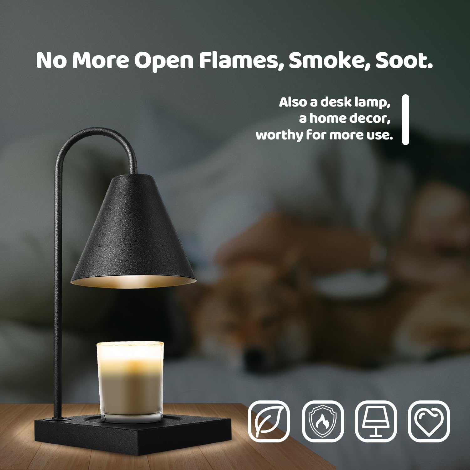 Lámpara calentadora de velas regulable, se adapta a tarros grandes, linterna eléctrica de metal para velas perfumadas, ajuste universal para fusión