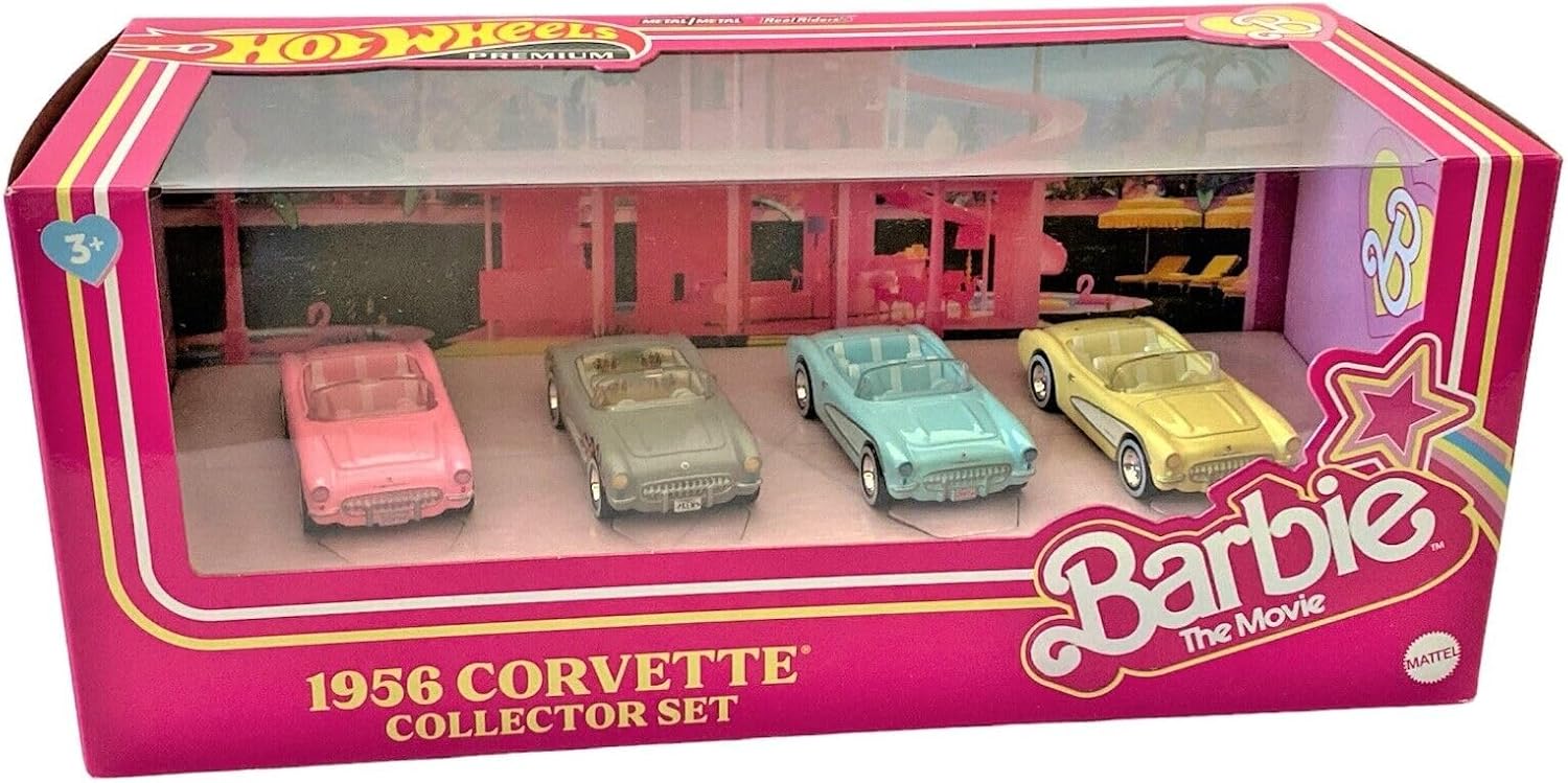 Hot Wheels Barbie The Movie Corvette – Paquete de 4