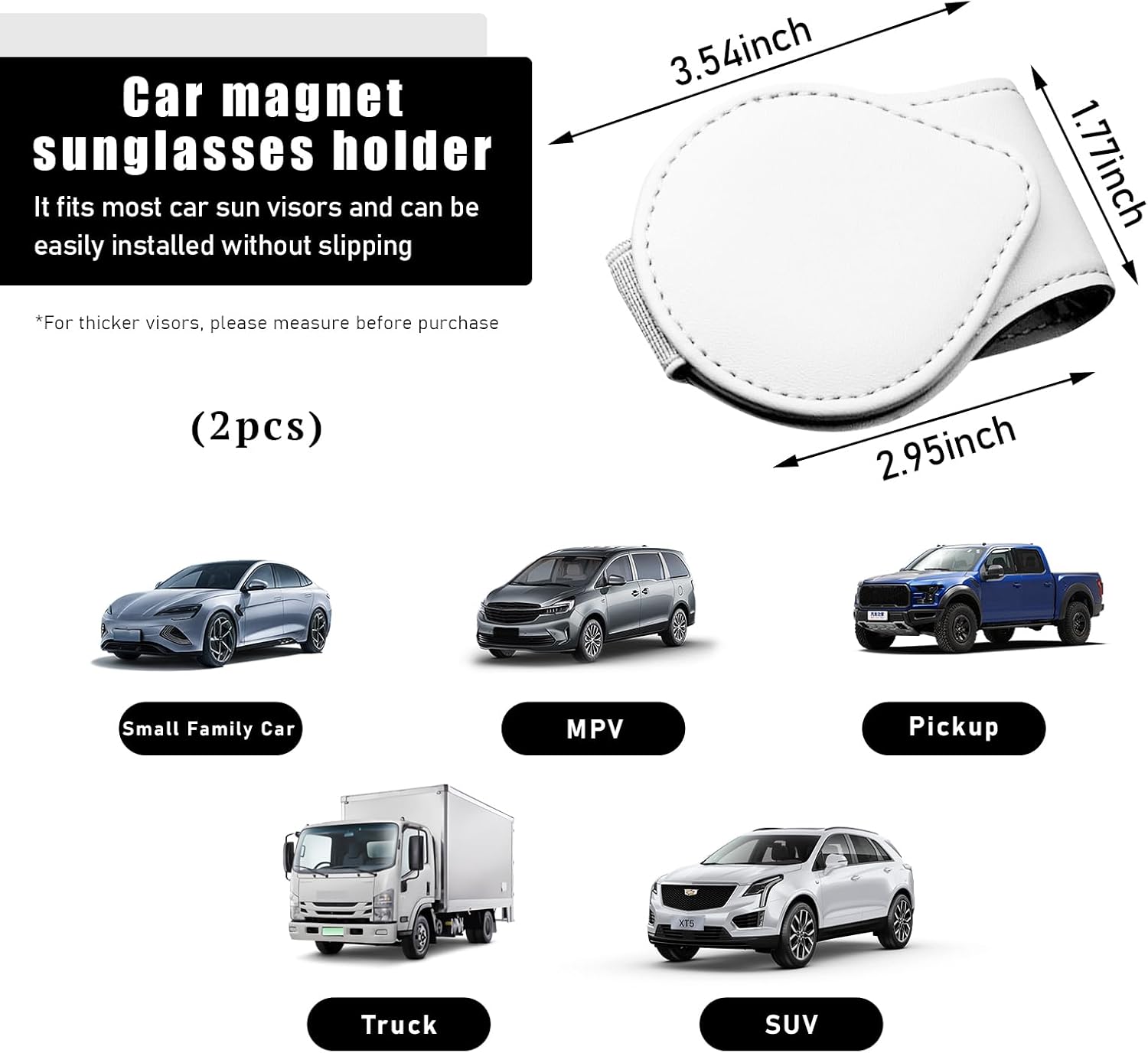 Soporte de lentes de sol para visera de automóvil, visera magnética de cuero para gafas, soporte de clip para gafas, caja organizadora universal de