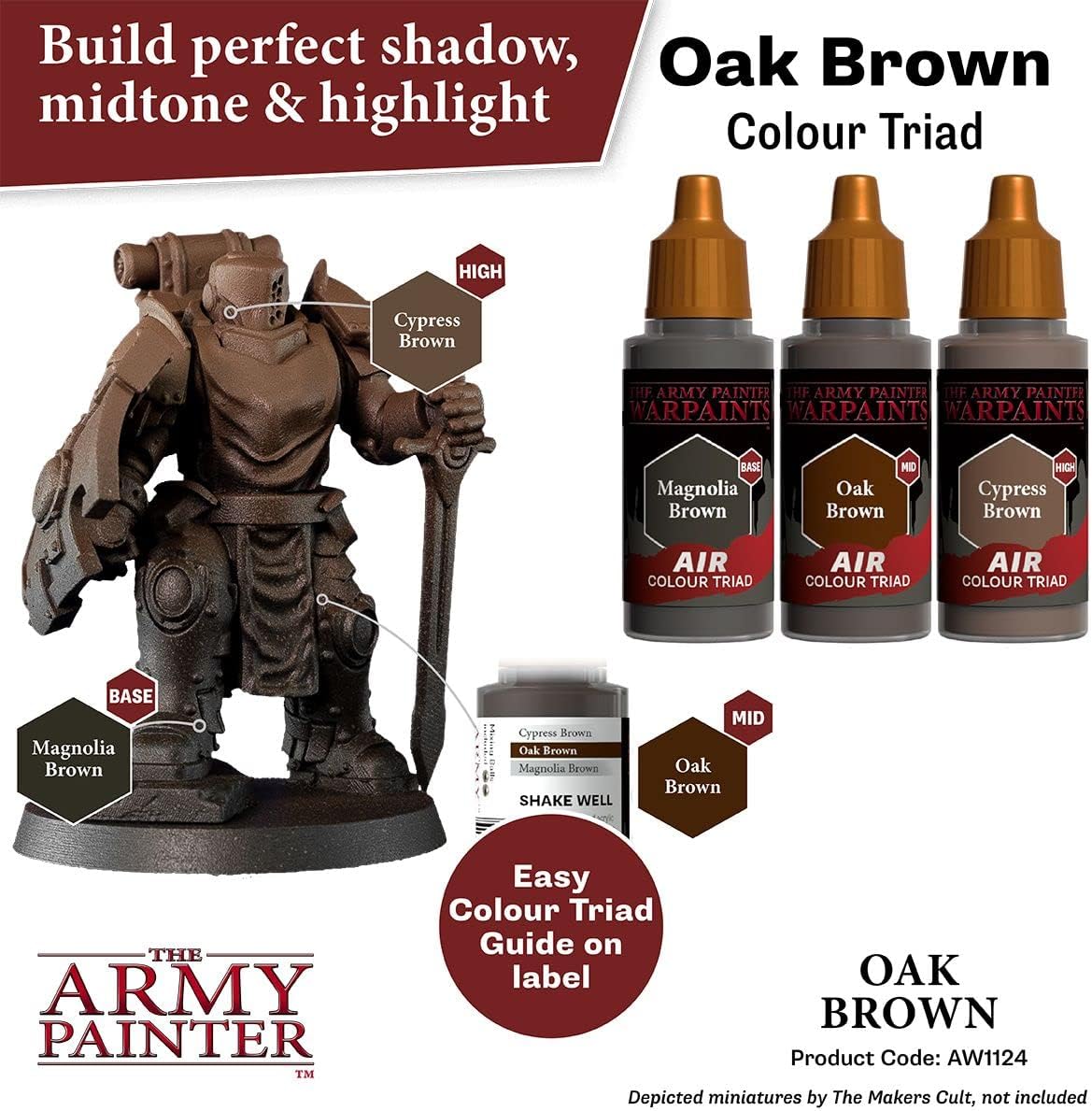 The Army Painter Warpaint Air Oak Brown – Pintura acrílica no tóxica a base de agua muy pigmentada para juegos de rol de mesa, juegos de mesa y