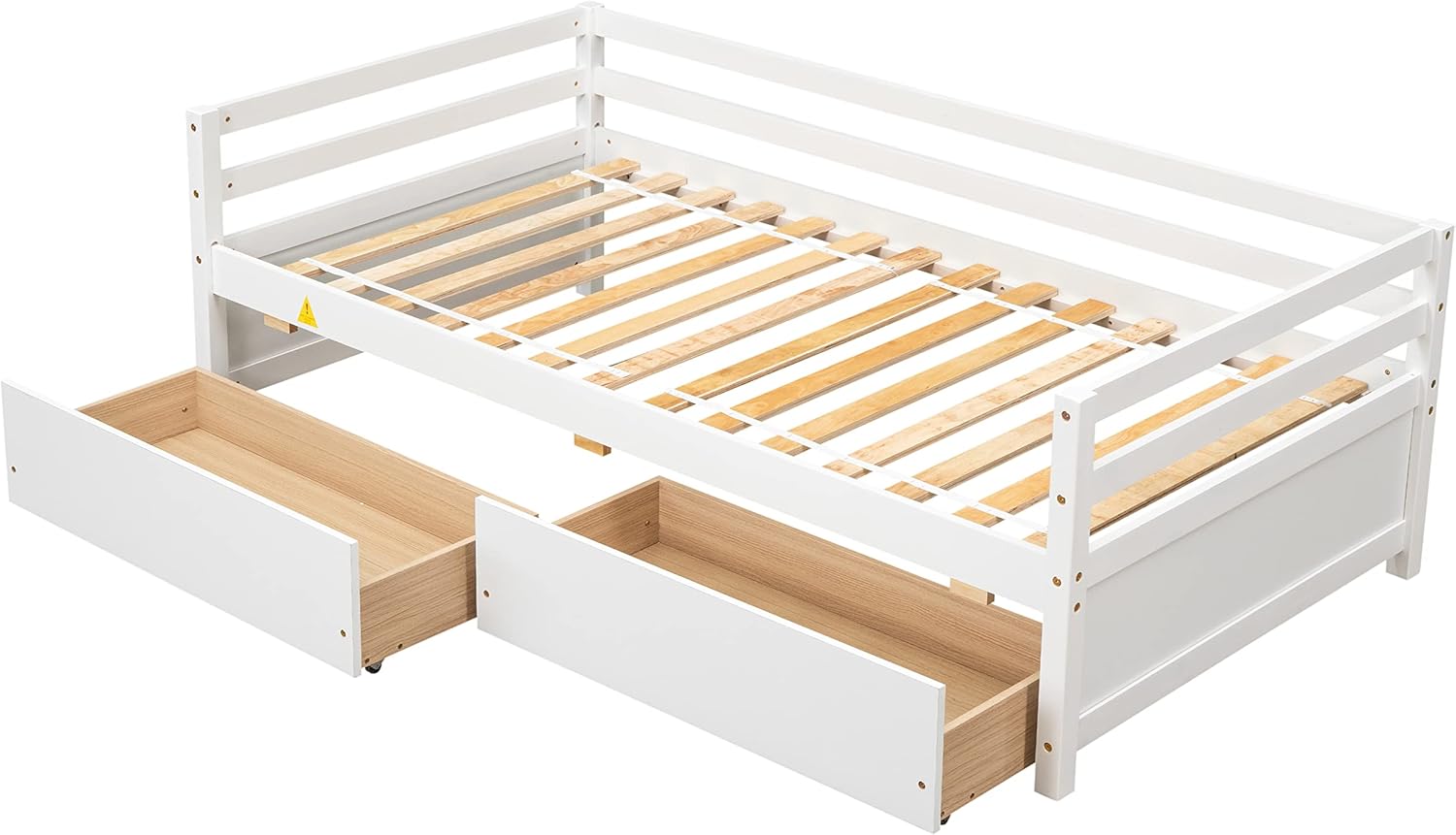 Bellemave Sofá cama individual con dos cajones de almacenamiento, cama individual de madera, marco de sofá cama con cajones de almacenamiento, sofá