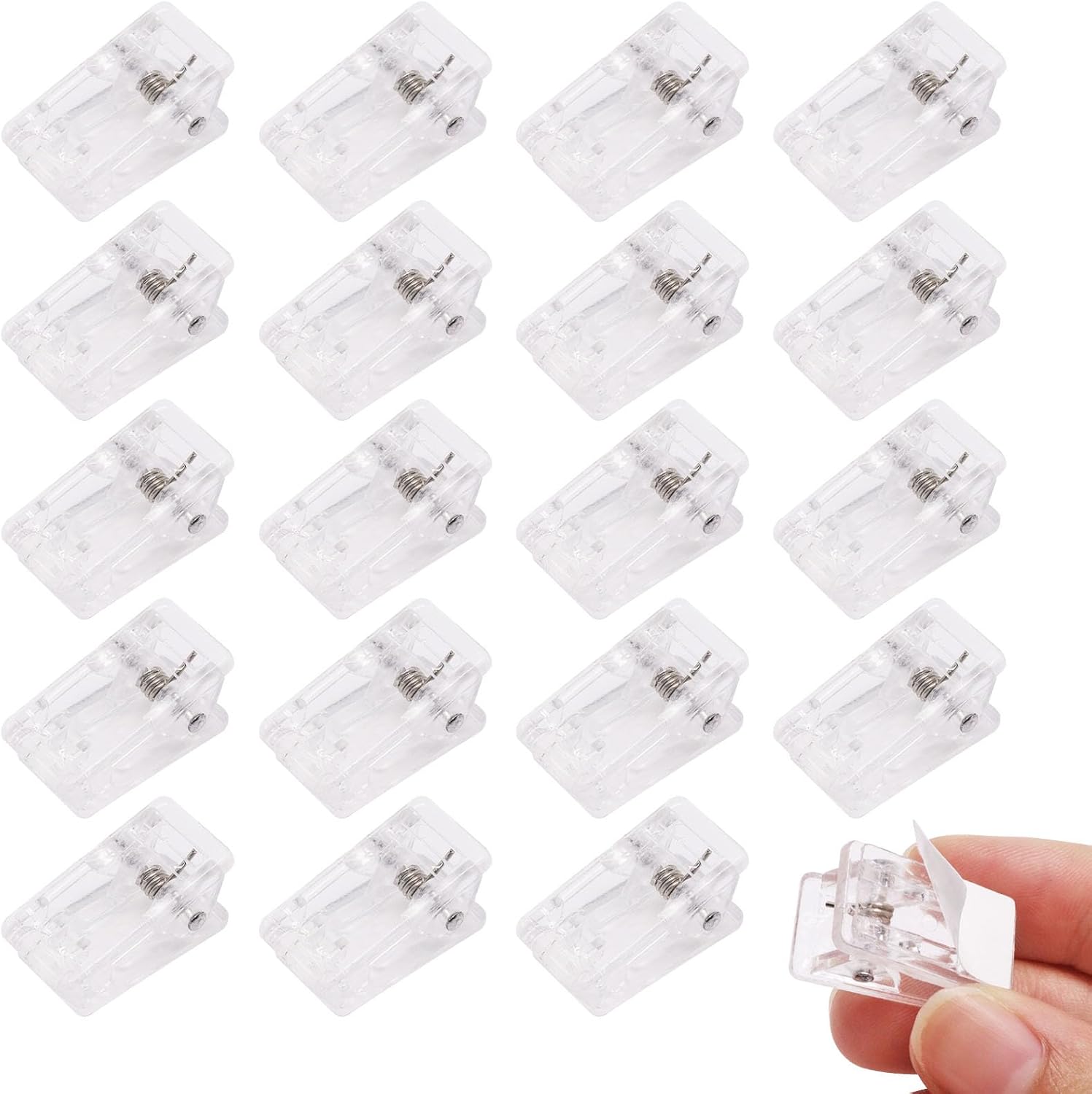 SWZHAI 20 clips adhesivos, autoadhesivos, clips de resorte para colgar, clips de pared transparentes, clips para fotos, clips de póster para hogar,