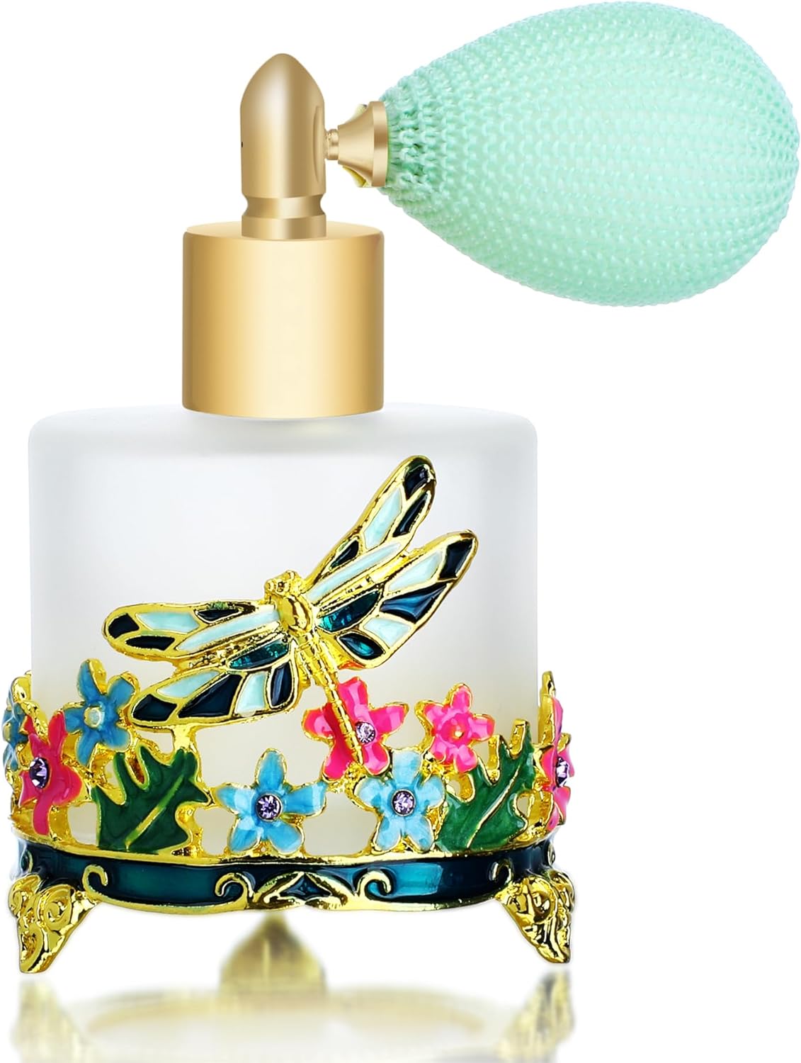YU FENG Botella de perfume recargable esmerilada de 0.6 fl oz, botella de perfume de vidrio redonda pintada a mano vacía de perfume de viaje