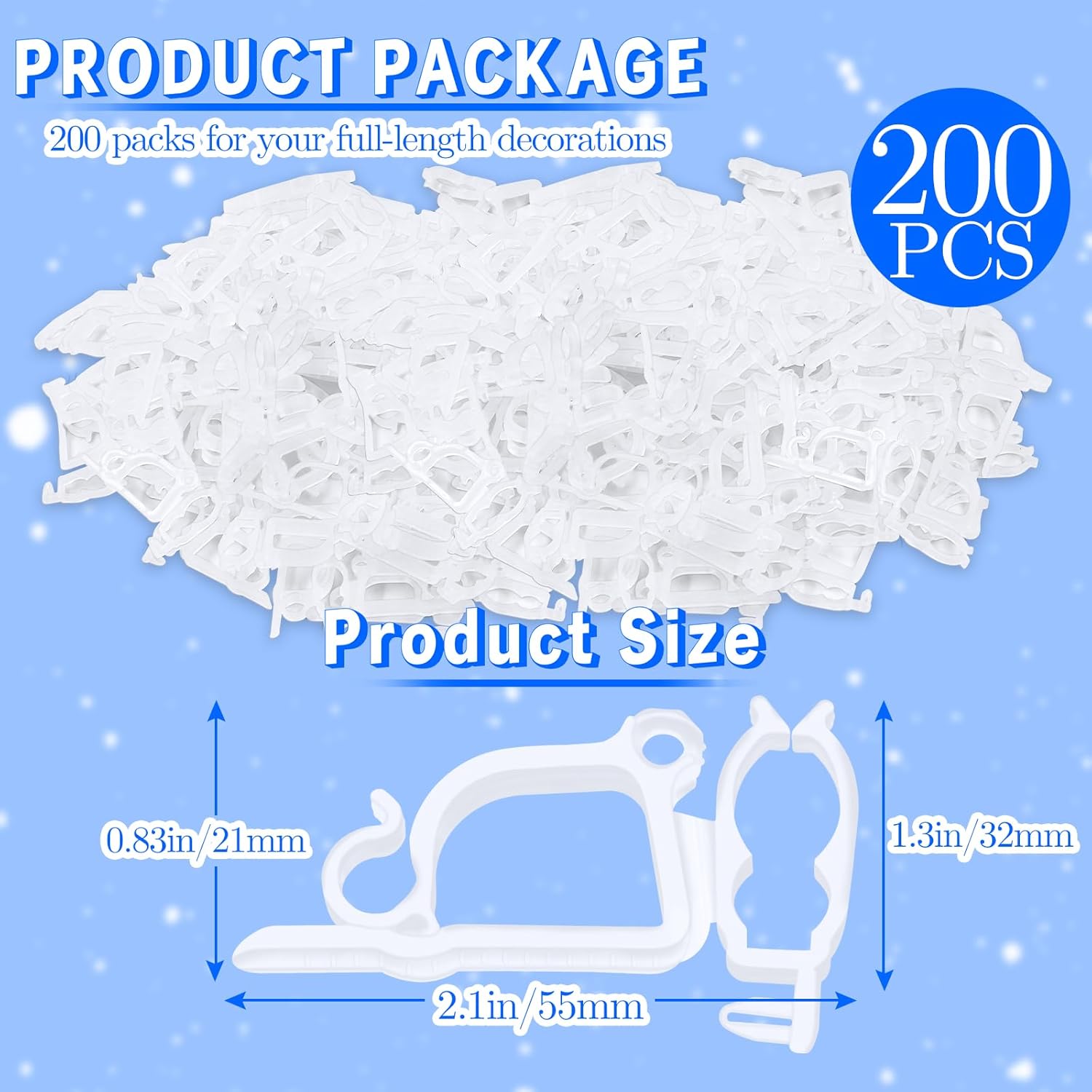 Clips de luz de Navidad multiusos, clips de luz navideños para luces C7 y mini, clips de luz de vacaciones para interiores y exteriores, paquete de