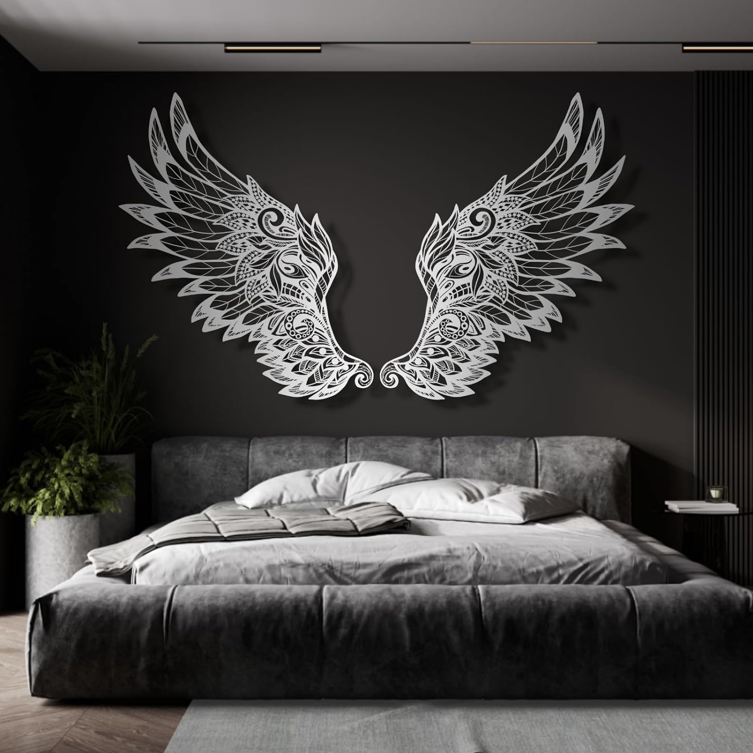 Decoración de pared de alas de ángel de metal, decoración de pared de alas de ángel grandes, ángel de la guarda, escultura de pared de ángel, alas