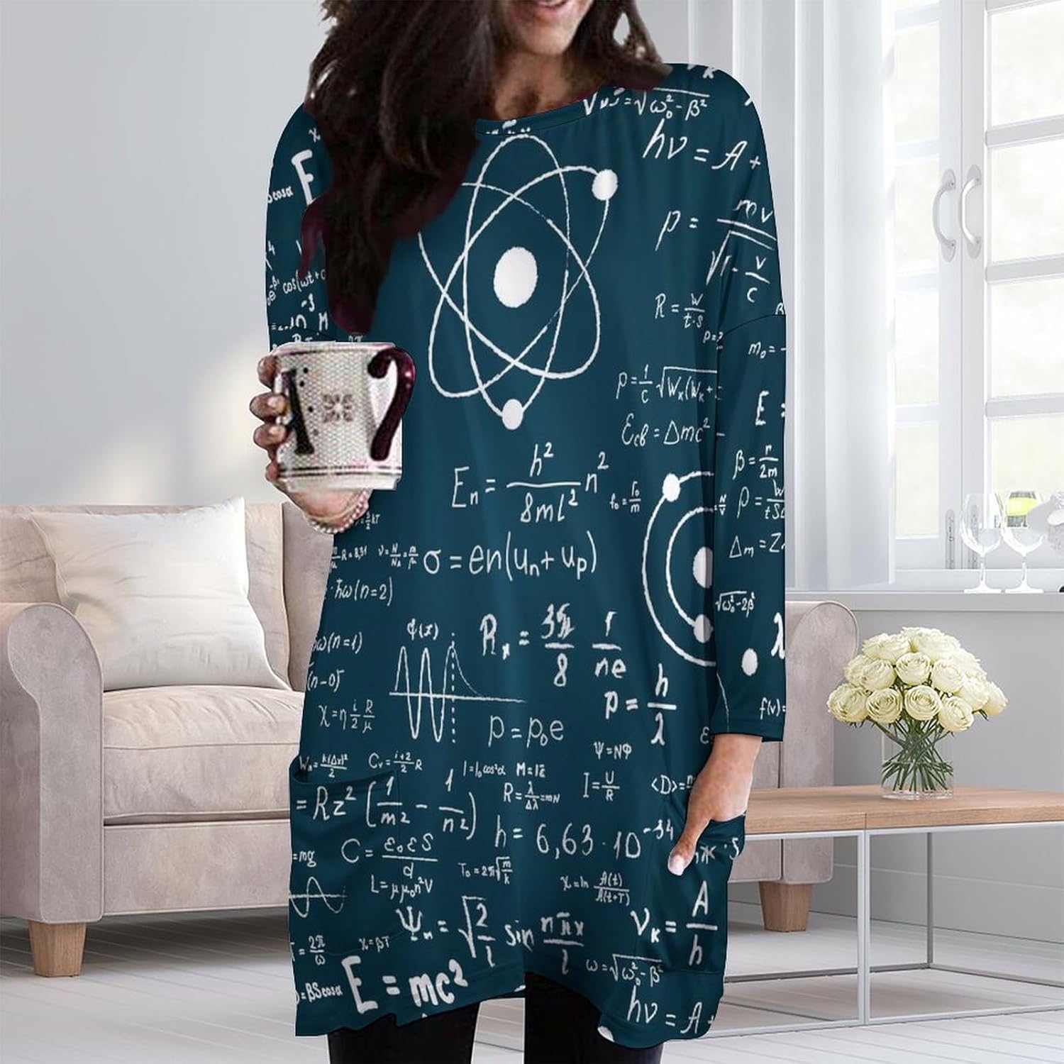 Physical Mathematics Science Formula Women’s Sweatshirts Long Sleeve Pullover Tees Tops Crewneck T Shirts with Pockets