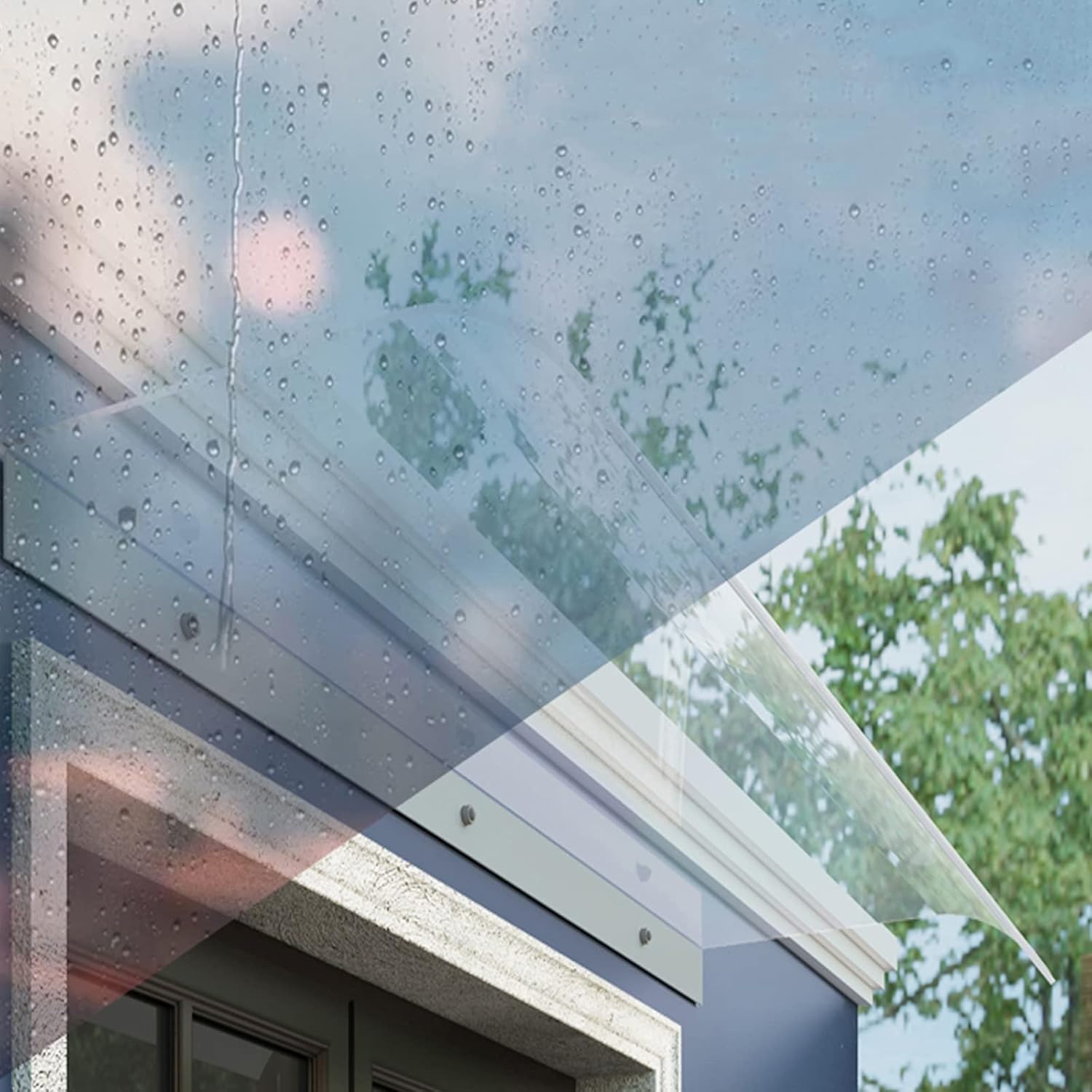 Toldo para puerta delantera, protección contra rayos UV, lluvia, nieve, luz solar, toldo invisible para ventana de puerta, cubierta de policarbonato