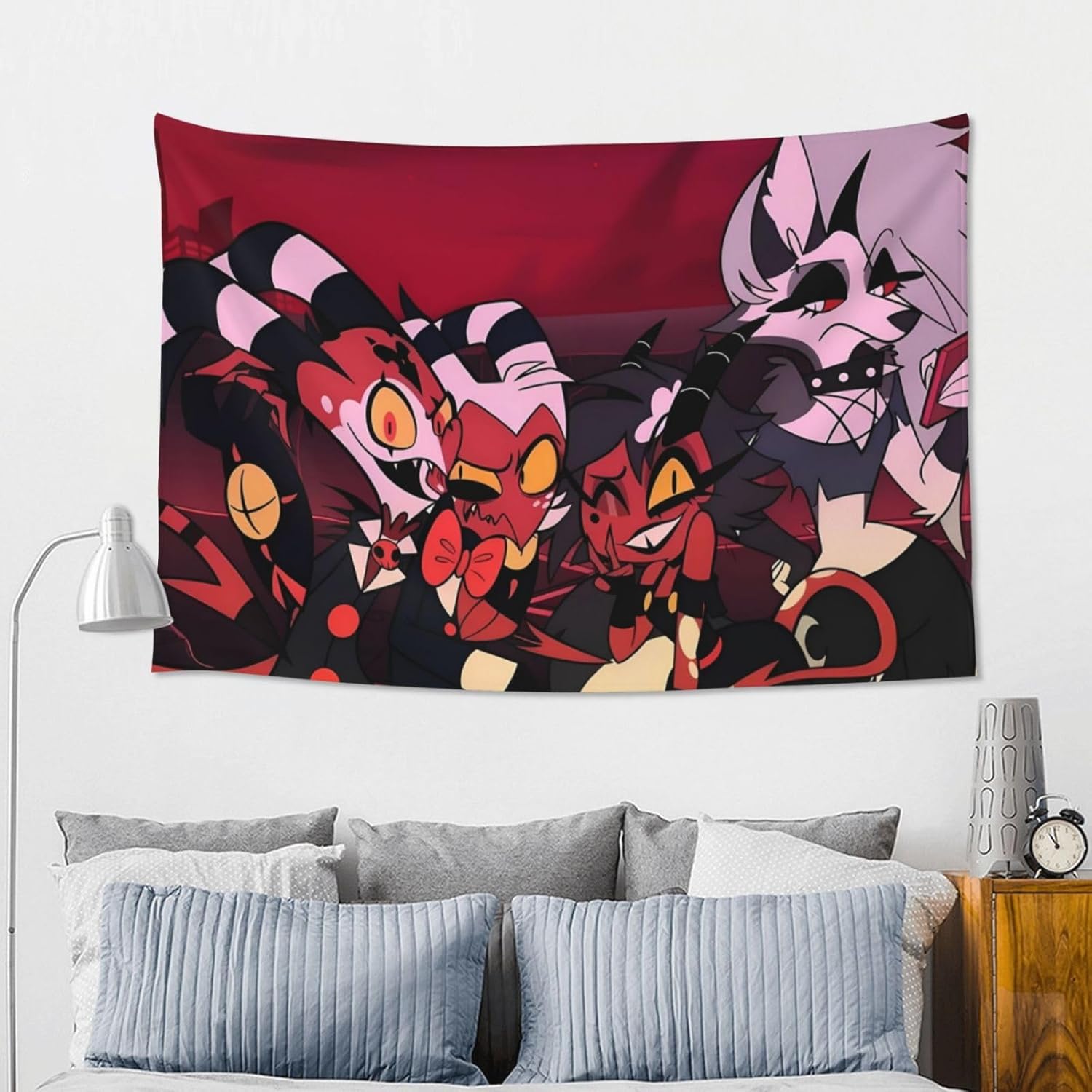 Helluva Boss Tapiz ondulado para colgar en la pared, decoración del hogar, manta de pared para dormitorio, sala de estar, dormitorio, póster (60 x