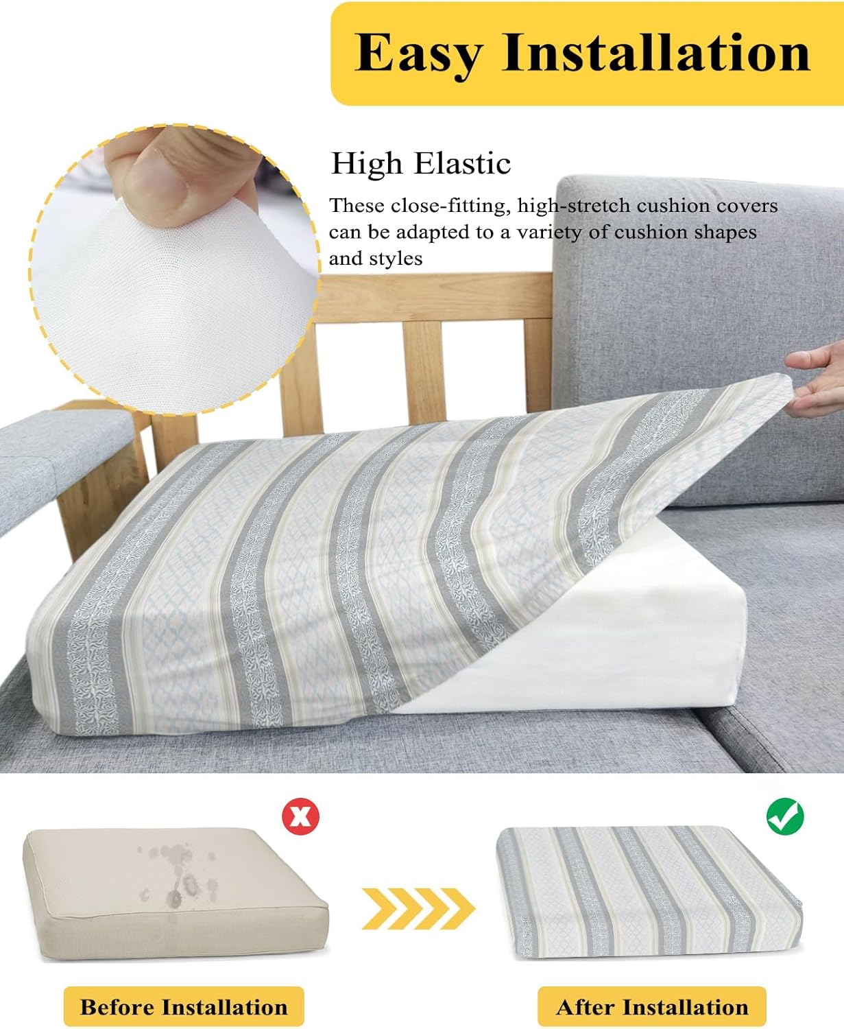 Prime Leader Fundas de cojín para sofá, fundas elásticas para sofá, diseño étnico geométrico y flores, fundas protectoras de muebles para perros o