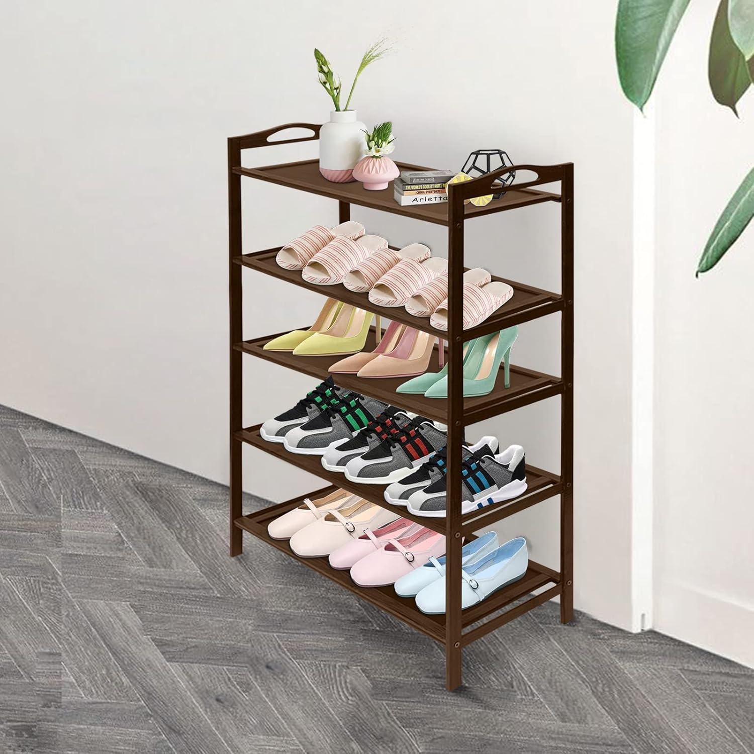 Organizador de zapatos de 5 niveles, 15 pares de zapateros, estante de almacenamiento de zapatos, estante moderno para zapatos, estante de zapatos