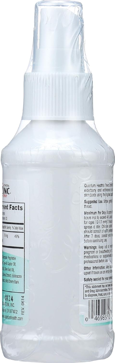 Quantum Health TheraZinc – Spray oral de zinc, soporte inmunológico de zinc para adultos y niños, proporciona alivio de garganta en un spray de zinc