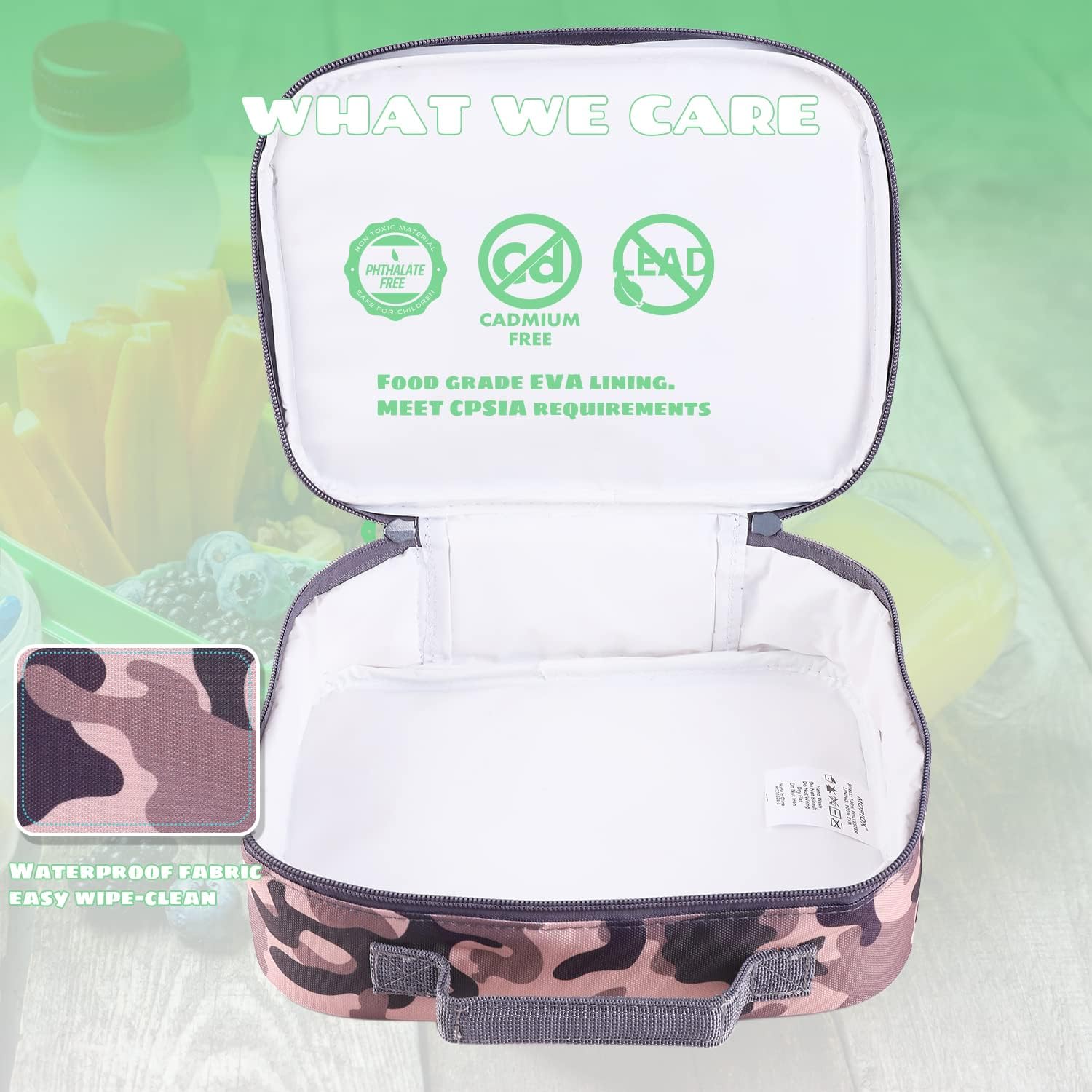 MORIOX Lonchera para niños, bolsa aislante suave de camuflaje, minihielera para el regreso a clases, kit de bolsa térmica para comidas para niños y