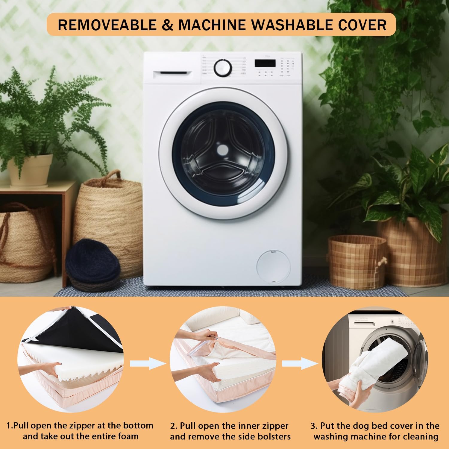 Cama ortopédica para perros grandes, sofá de espuma para perros con funda impermeable extraíble lavable, parte inferior antideslizante, soporte