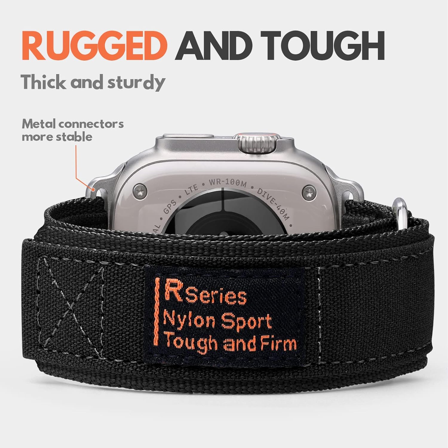 DaQin Correa deportiva táctica de nailon resistente compatible con Apple Watch Band Ultra de 1.929in, 1.732in, 1.772in y 1.654in, para hombres,