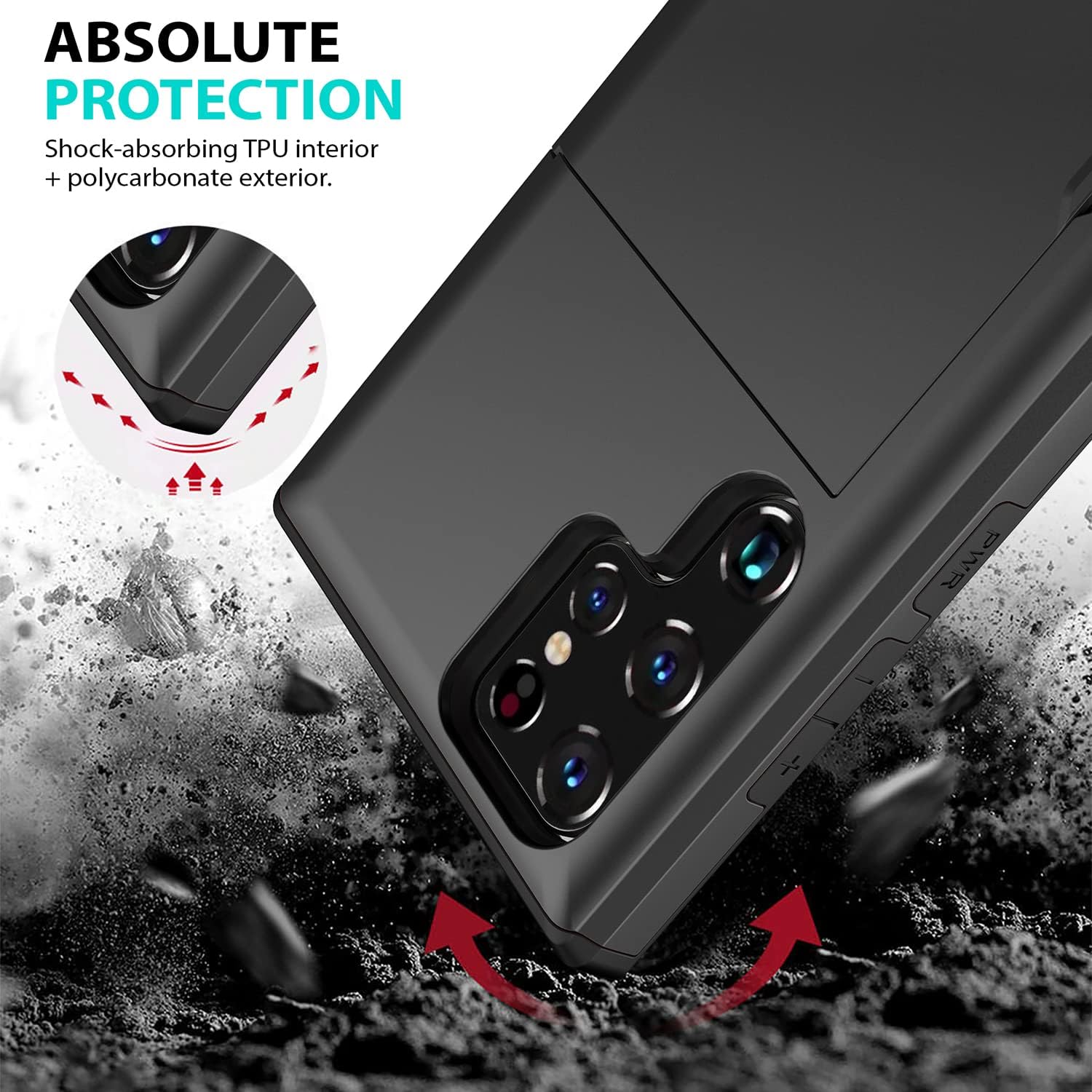 ZUSLAB Funda compatible con funda tipo cartera para Samsung Galaxy S22 Ultra de 6.8 pulgadas 2022, funda para teléfono con tarjetero a prueba de
