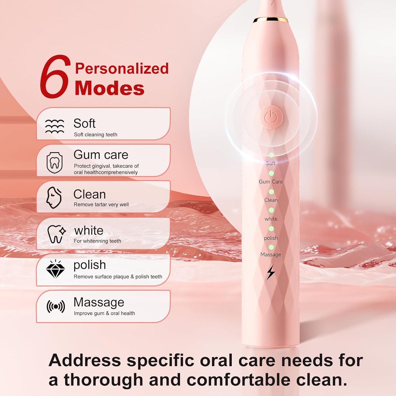 2 cepillos de dientes eléctricos con soportes, 10 cabezales de cepillo de dientes sónico de repuesto, 6 modos, IPX7 impermeable, temporizador