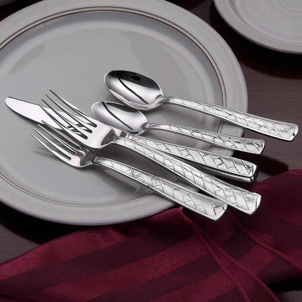 Liberty Tabletop Weave – Juego de cubiertos de 45 piezas para 8, fabricado en Estados Unidos