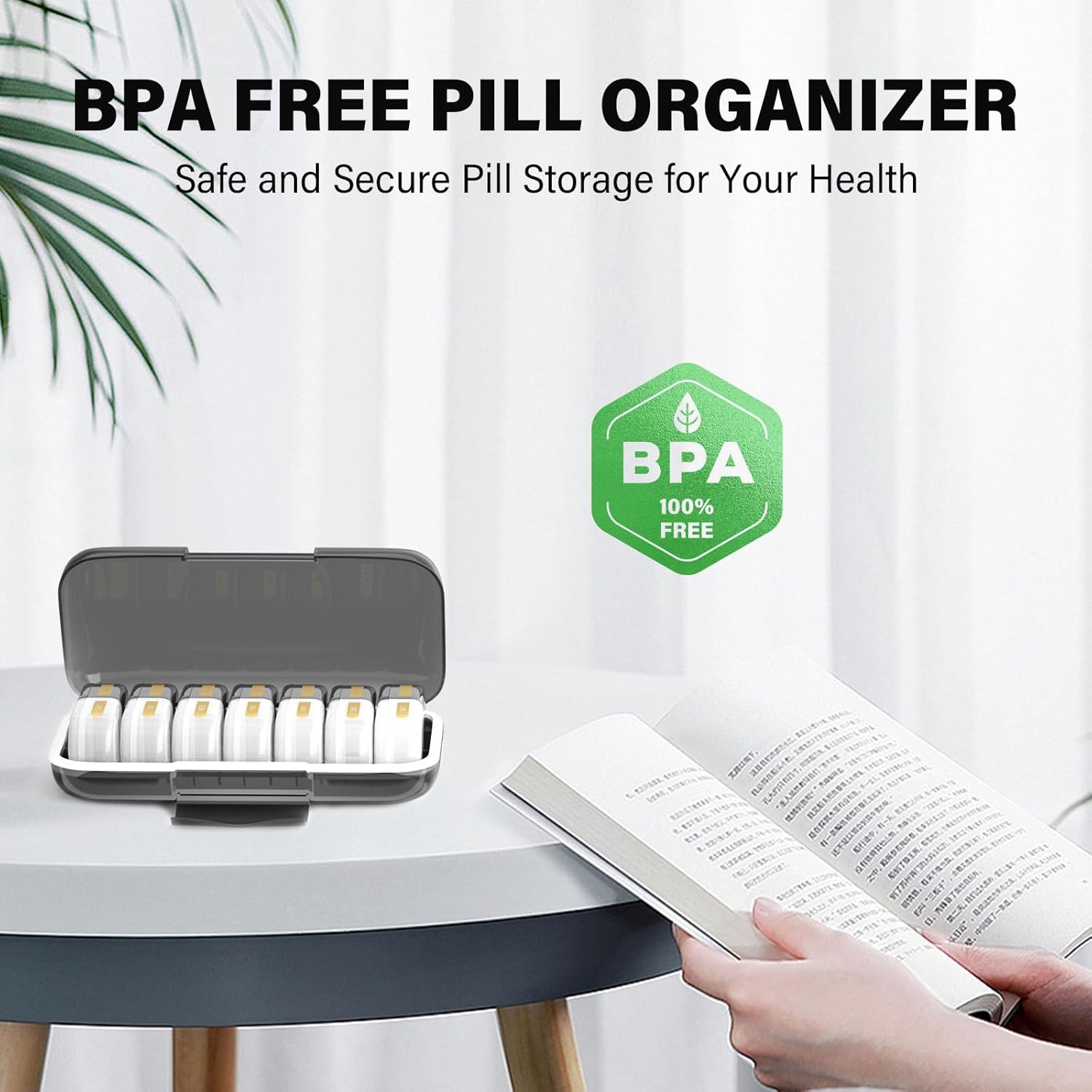 Organizador semanal de pastillas 2 veces al día, a prueba de humedad, compartimentos desmontables, pastillero AM PM 2 x 7 días, organizador de
