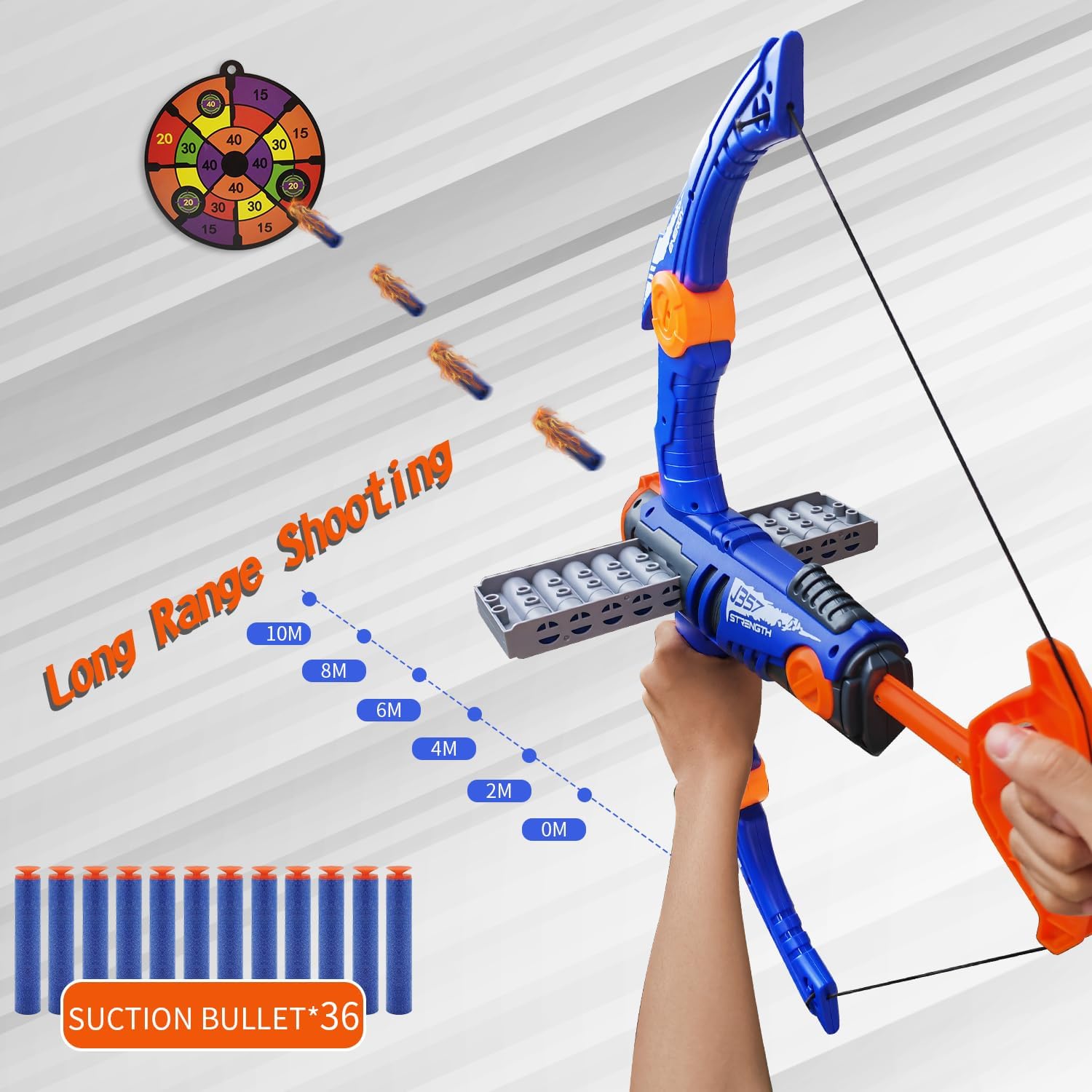 Dawnuph Juego de tiro con arco moderno para niños, 12 balas de espuma con clip de dardos, fácil de usar, construcción de ABS duradera, incluye arco,