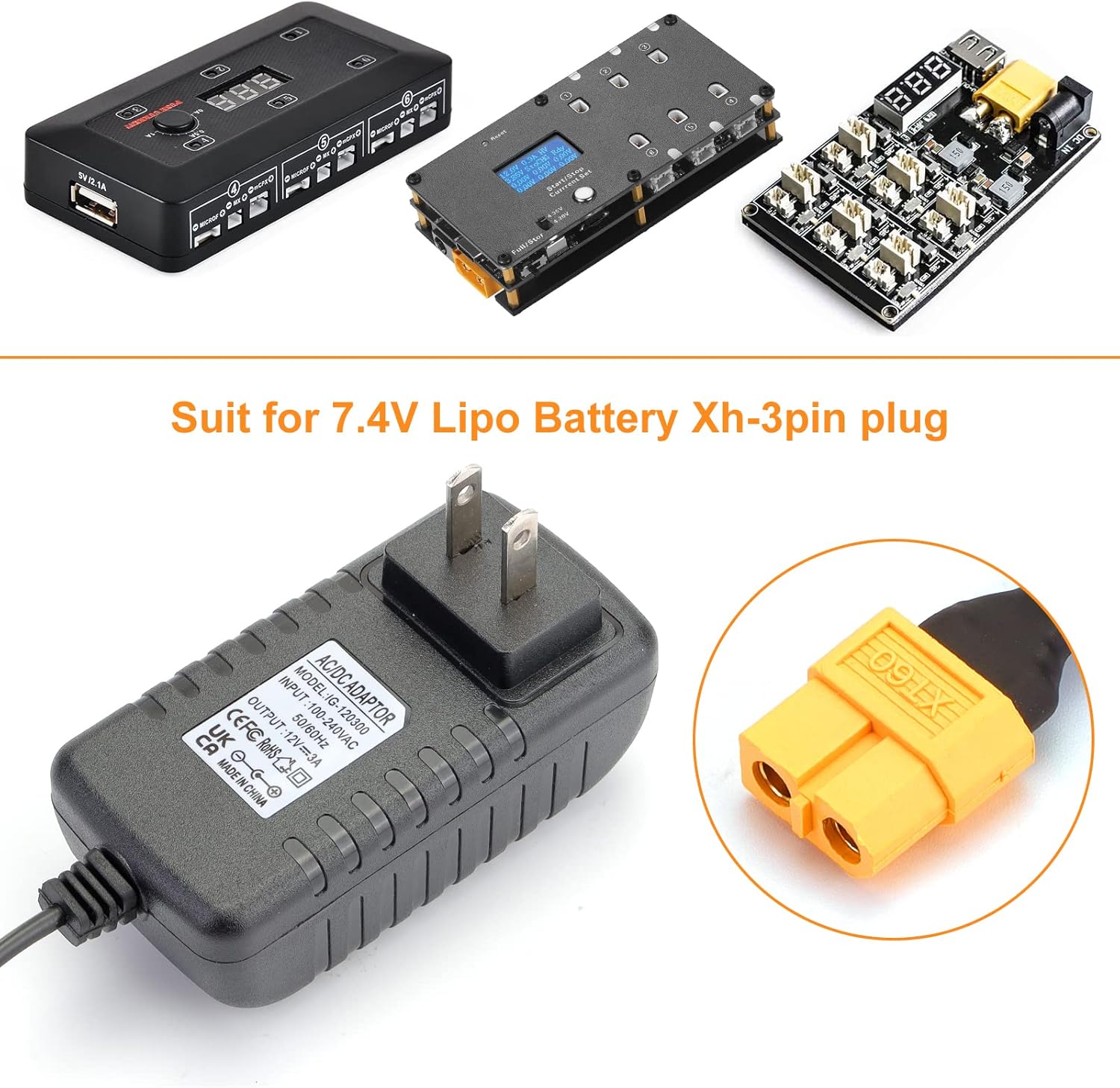 Crazepony Adaptador de corriente de CA a CC 12V 3A XT60 enchufe para RC LiPo cargador de batería cargador de equilibrio como cargador UP-S6