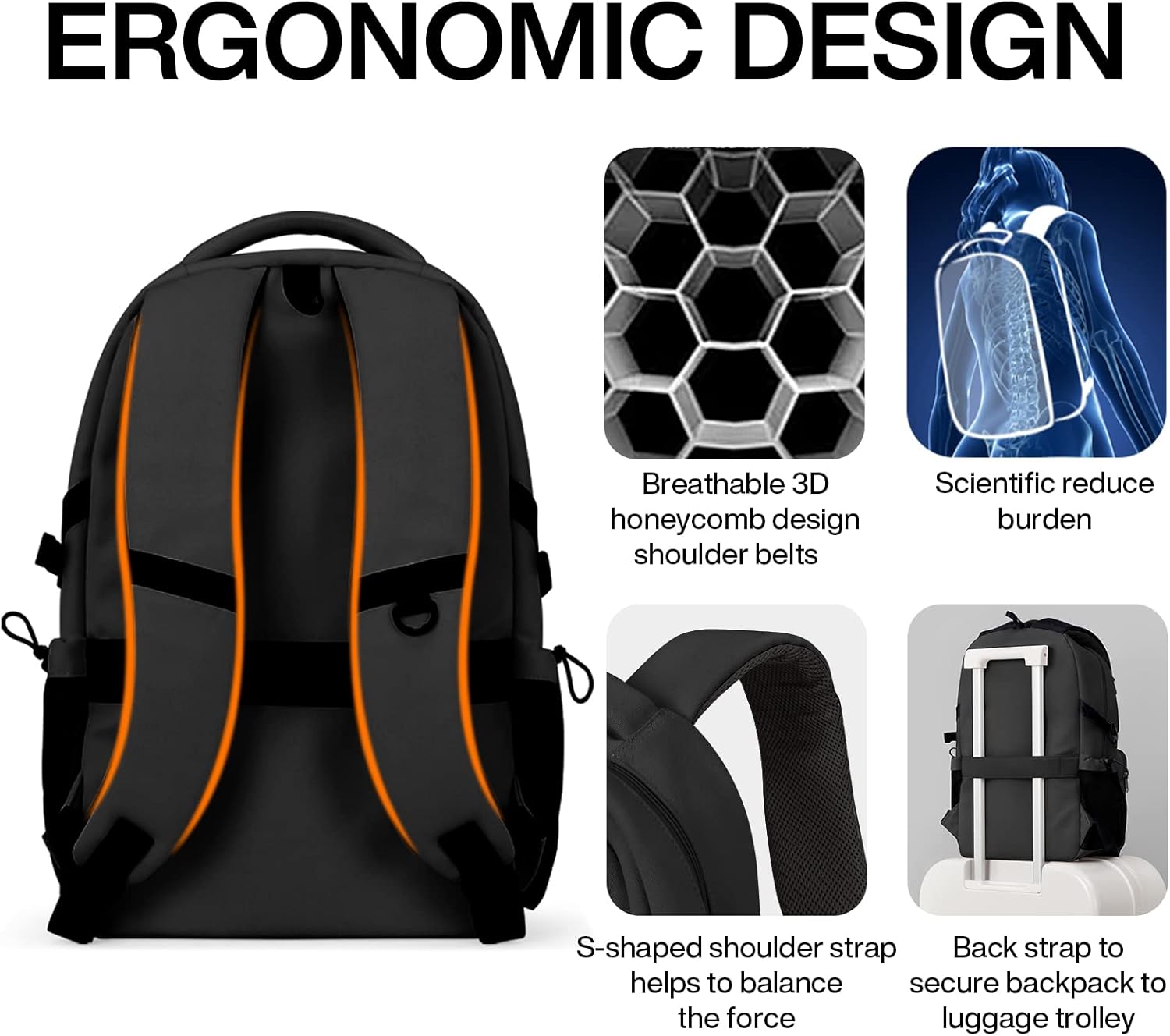 mixi Travel Laptop Backpack, Lightweight Durable School Bookbag Men Woman 15.6″ Computer Bag, Water Resistant Outdoor Hiking Backpacks With