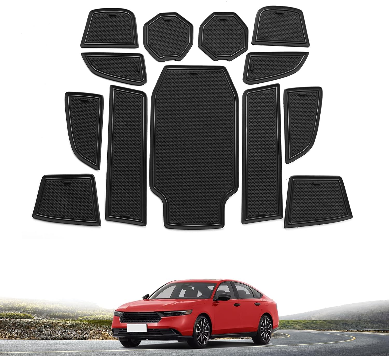 smabee Alfombrillas antideslizantes para ranura de puerta para automóvil, compatibles con Honda Accord 2024 2023, forros para consola central,