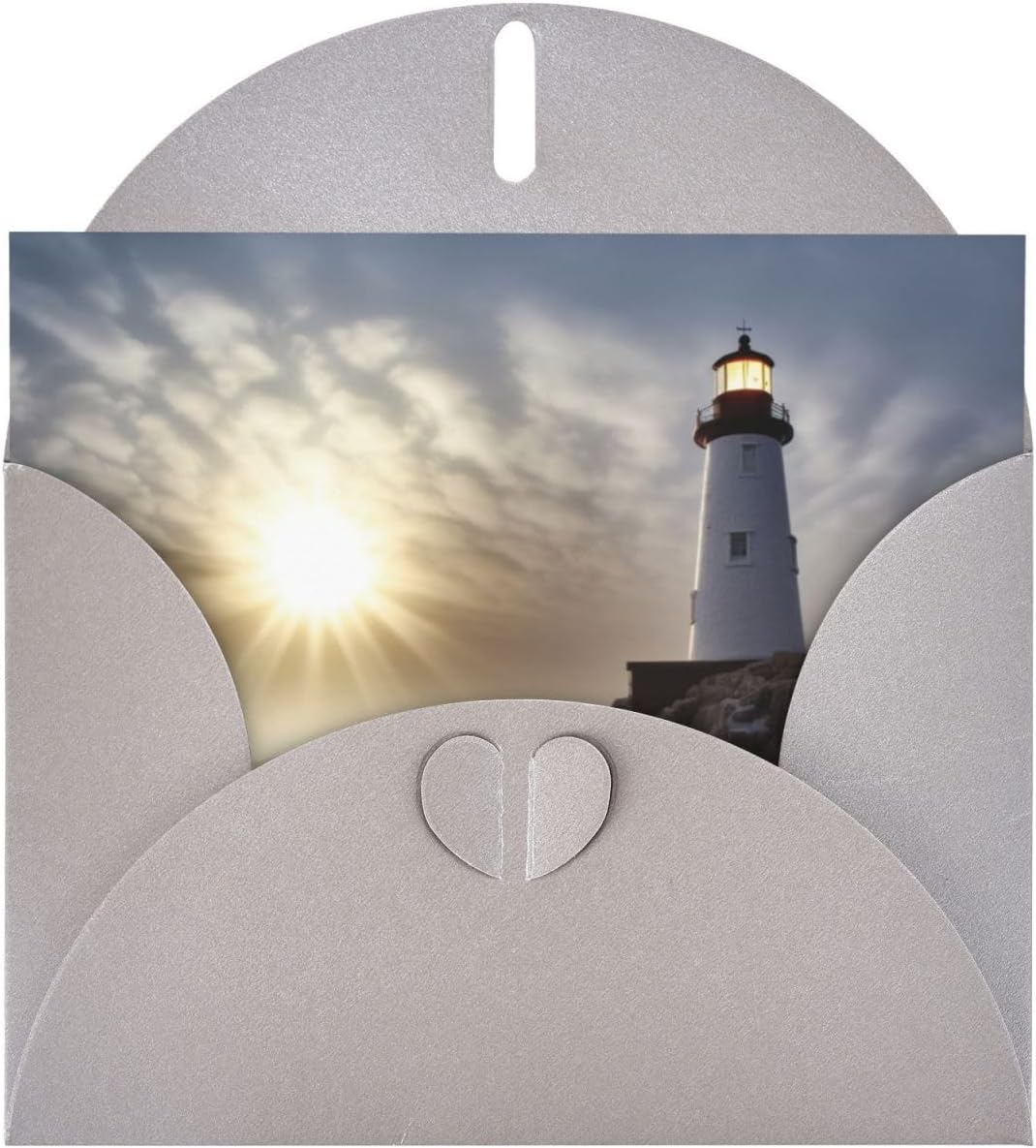 Lighthouse Rocks – Tarjetas de cumpleaños junto al mar con sobres, esta tarjeta de felicitación en blanco utiliza un paquete de sobre de botón de