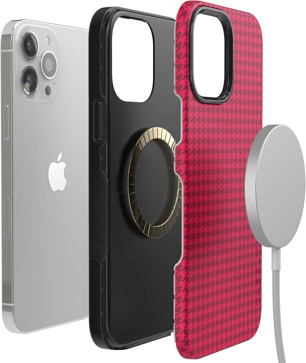 Casely Funda para iPhone 13 Pro Max  Compatible con MagSafe  Mejor vestido  Funda rosa de pata de gallo compatible con iPhone 13 Pro Max