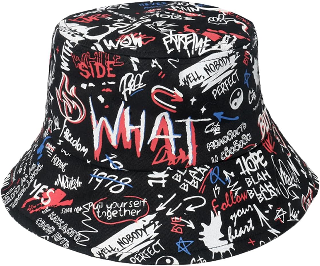 Nanwansu Sombrero de pescador con estampado reversible plegable unisex para hombres y mujeres, gorra de pescador de playa