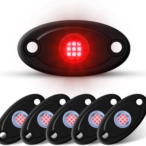 LY8 6Pods – Luces LED de roca roja de neón para automóvil, camión, ATV, UTV, SUV, Jeep, barco, debajo de la carrocería, lámpara impermeable (rojo) LY8 6Pods – Luces LED de roca roja de neón para automóvil, camión, ATV, UTV, SUV, Jeep, barco, debajo de la carrocería, lámpara impermeable (rojo)