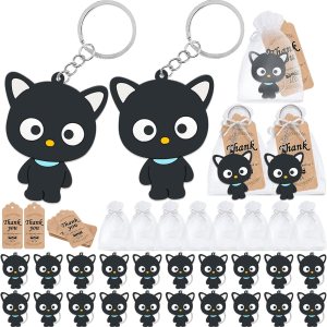 CiciBear Paquete de 60 decoraciones de fiesta con temática de gato negro para invitados, 20 llaveros, 20 etiquetas y 20 bolsas para cumpleaños de CiciBear Paquete de 60 decoraciones de fiesta con temática de gato negro para invitados, 20 llaveros, 20 etiquetas y 20 bolsas para cumpleaños de