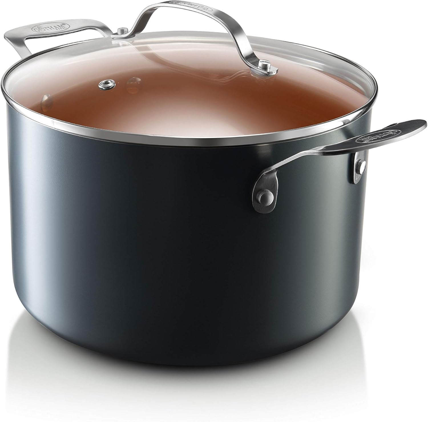 Gotham Steel Olla con revestimiento de cerámica ultra antiadherente y titanio, incluye tapa de vidrio templado, apto para lavavajillas, 7 cuartos de