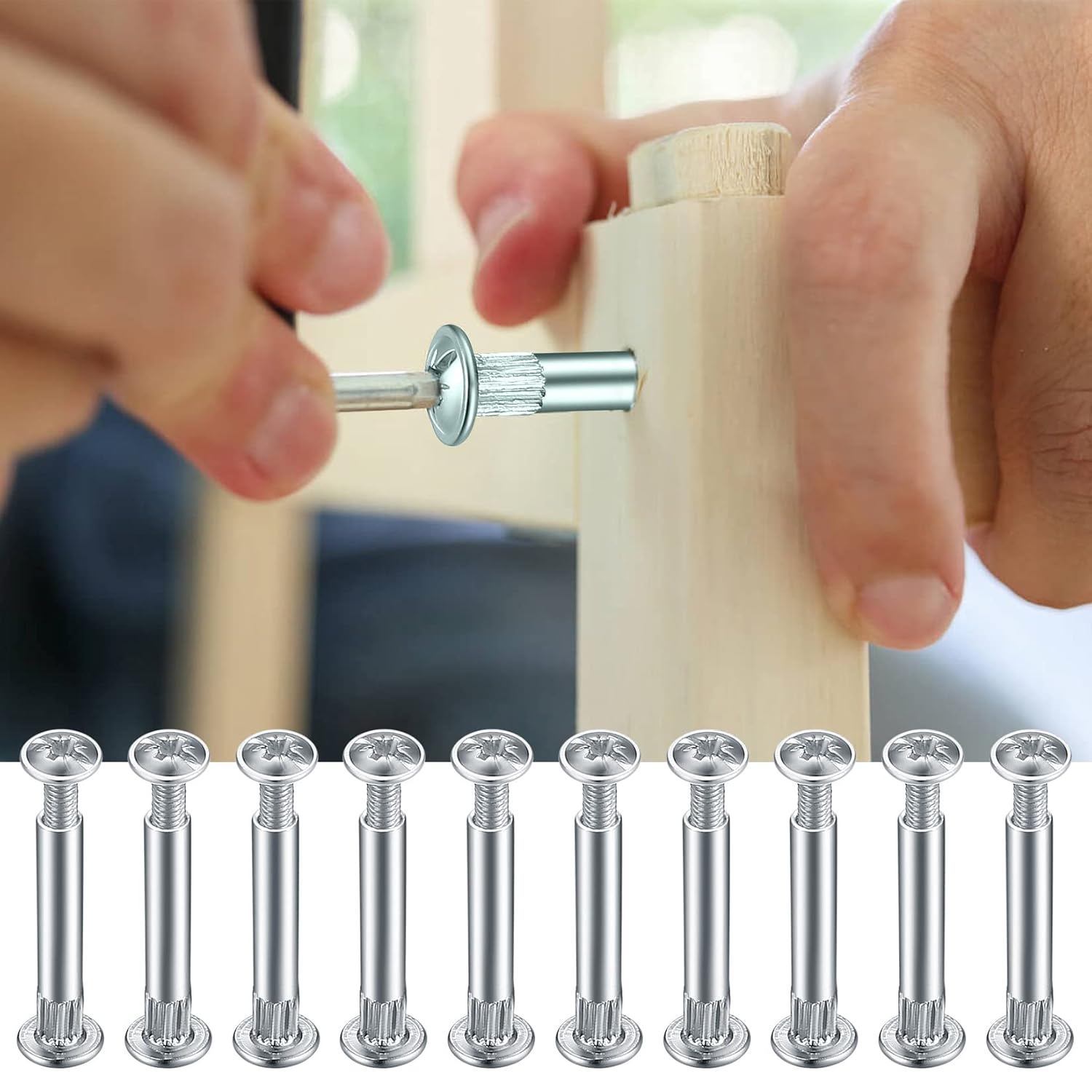 Perno de conexión para muebles y tuercas de tapa de manguito, 130 piezas de tornillos para muebles con barriles de fijación, tornillos de conector