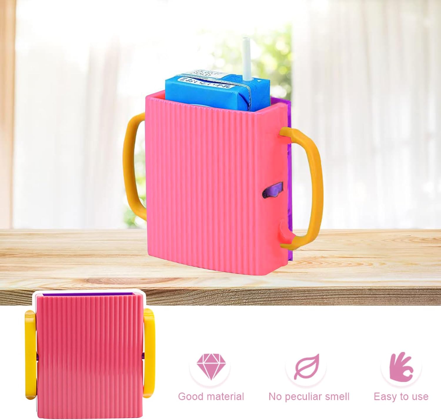 Caja de jugo para niños, soporte para caja de leche, soporte para bolsa de jugo para niños pequeños, bolsa plegable ajustable para alimentos y