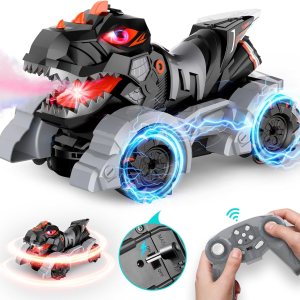 Autos RC Juguetes de dinosaurio, 114, 2.4 GHz, auto de control remoto, camiones monstruos con música ligera y aerosol, 1200 mAh recargable RC Autos RC Juguetes de dinosaurio, 114, 2.4 GHz, auto de control remoto, camiones monstruos con música ligera y aerosol, 1200 mAh recargable RC