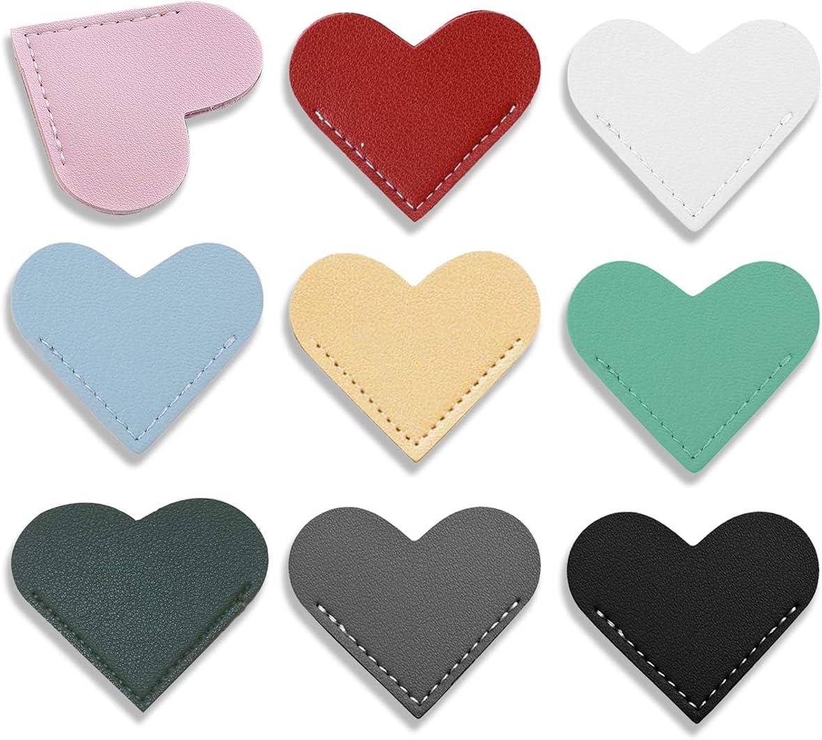 HNQCPCVU – 9 marcapáginas de cuero para mujeres con forma de corazón, bonito marcador de esquina, accesorios de libros para amantes de la lectura,