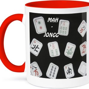 3dRose Mah Jongg Tiles On – Taza de cerámica negra, 11 onzas, rojoblanco 3dRose Mah Jongg Tiles On – Taza de cerámica negra, 11 onzas, rojoblanco