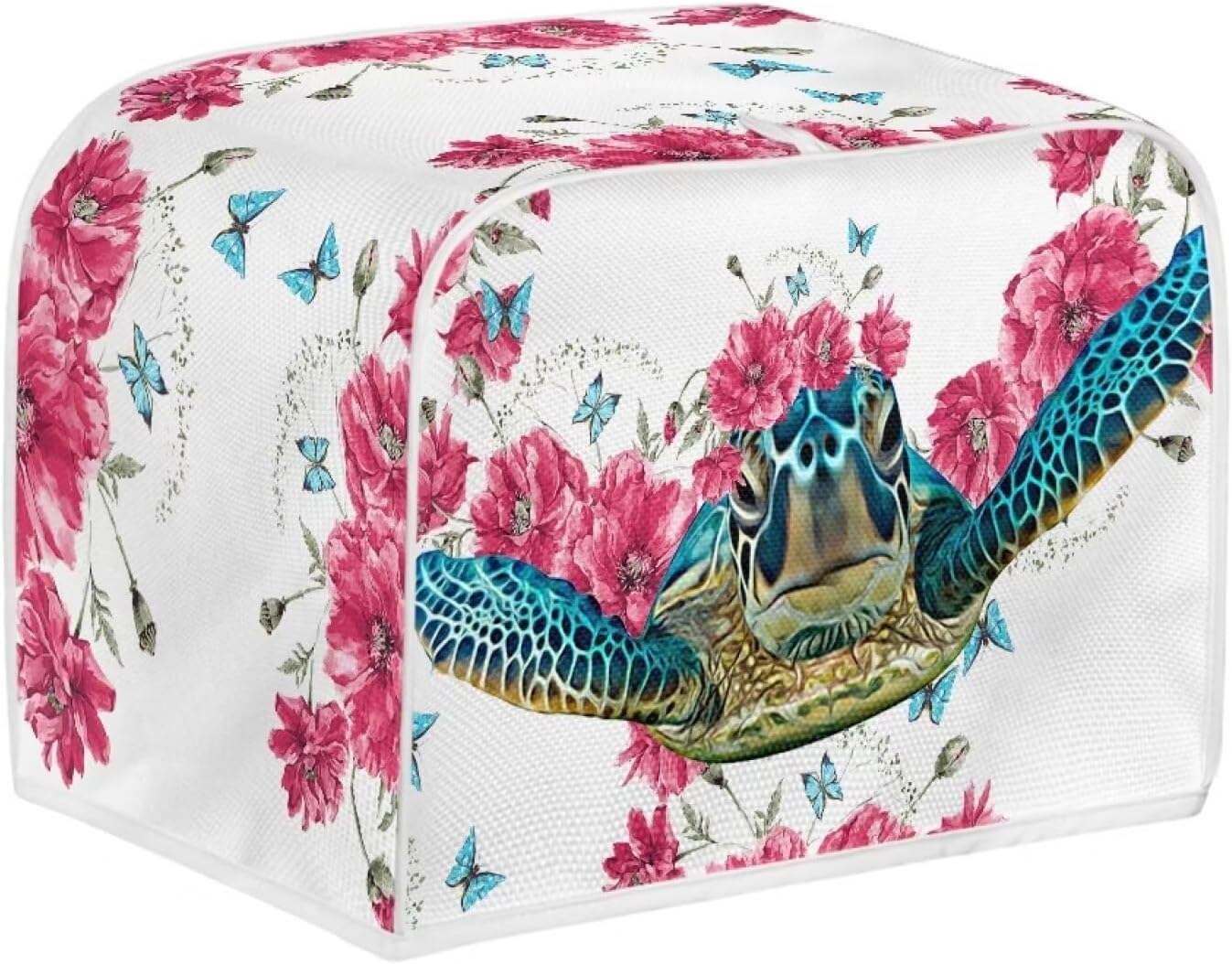 Cubierta de tostadora con patrón de flores de tortuga marina, 2 rebanadas, cubierta de electrodoméstico pequeño para cocina, cubierta de horno